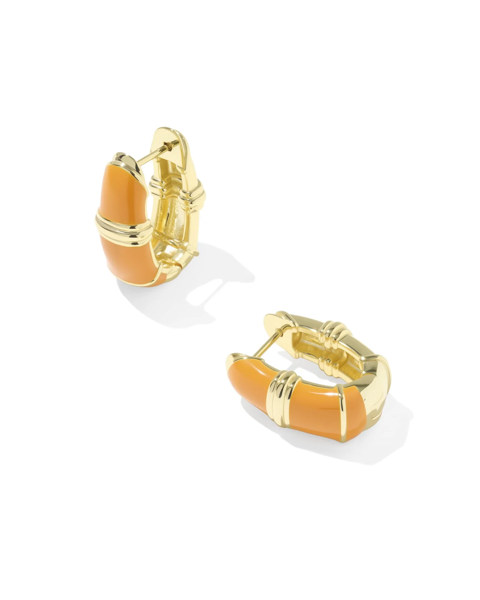 Courtney Gold Enamel Huggie Earrings - 1