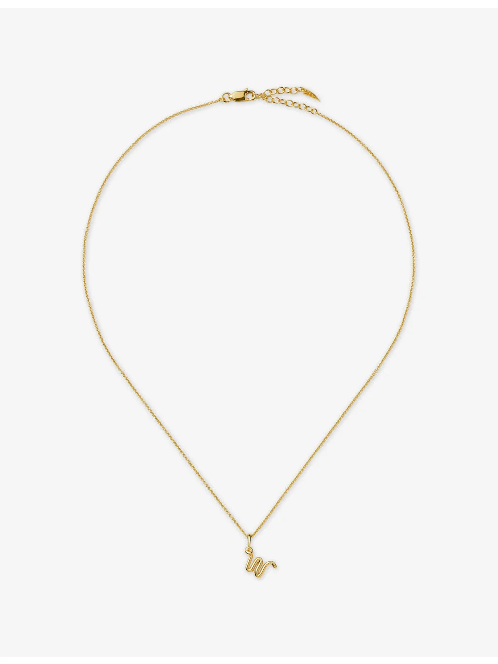 Curly Molten Mini Initial W 18ct Gold Vermeil Necklace - 1