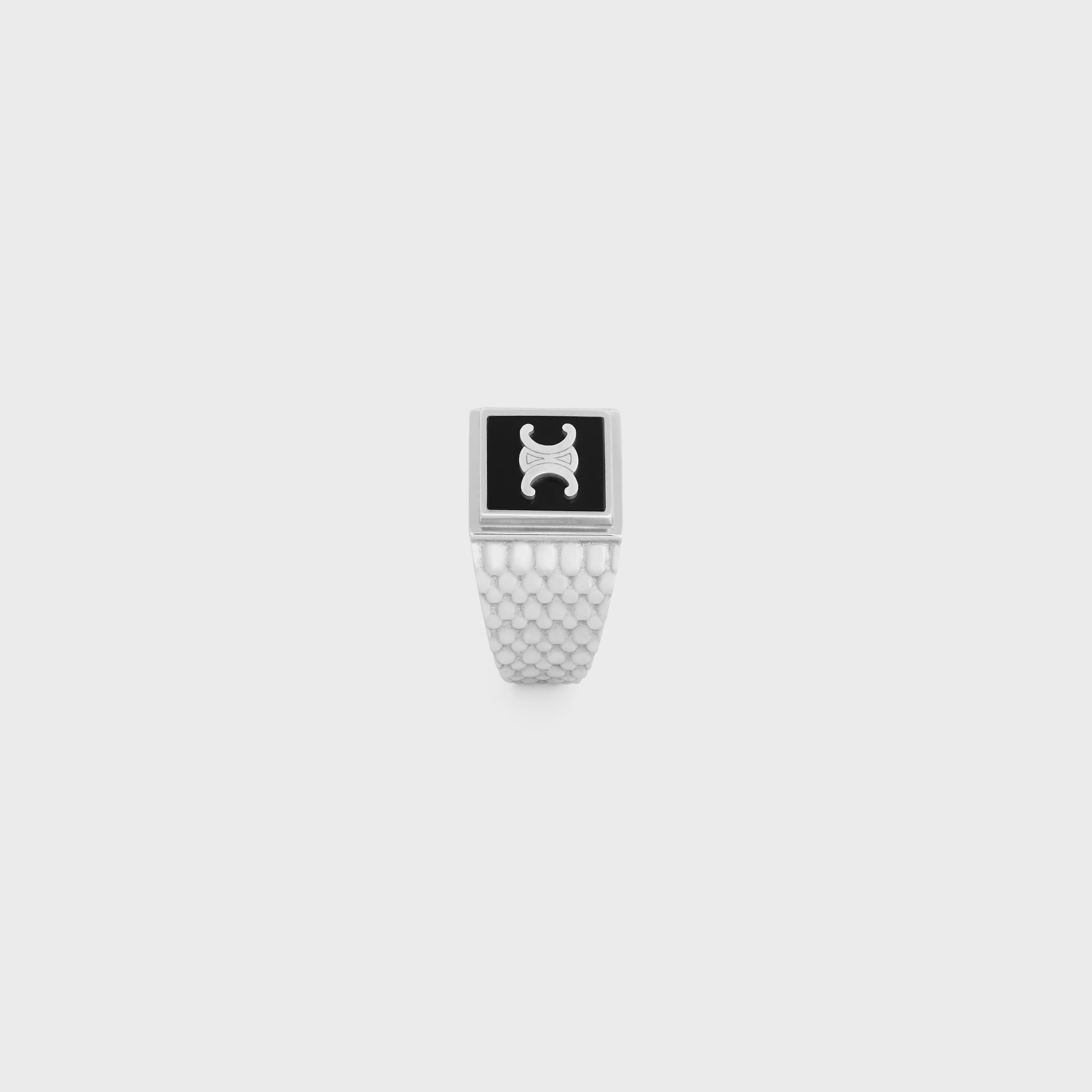 Triomphe Python Signet Ring in Onyx and Sterling Silver with Rhodium finish - 3