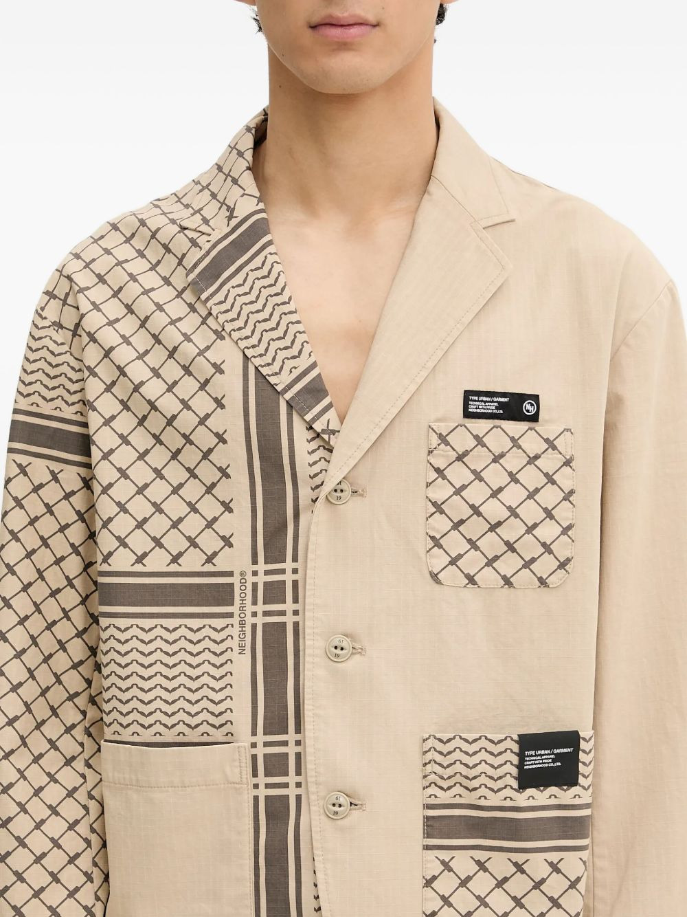 patterned pocketed jacket - 4