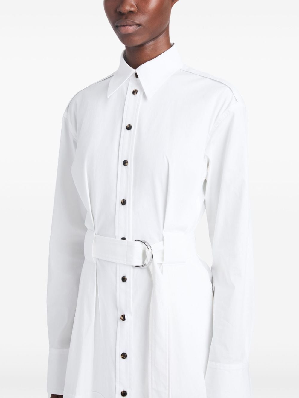 long-sleeve poplin shirt dress - 5