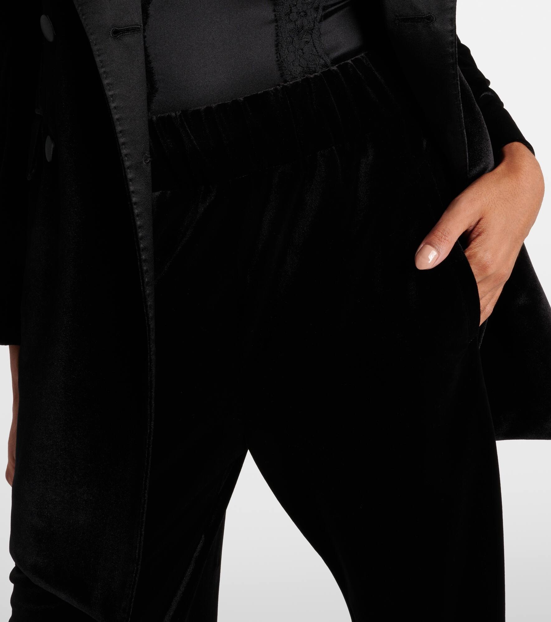 High-rise velvet wide-leg pants - 4