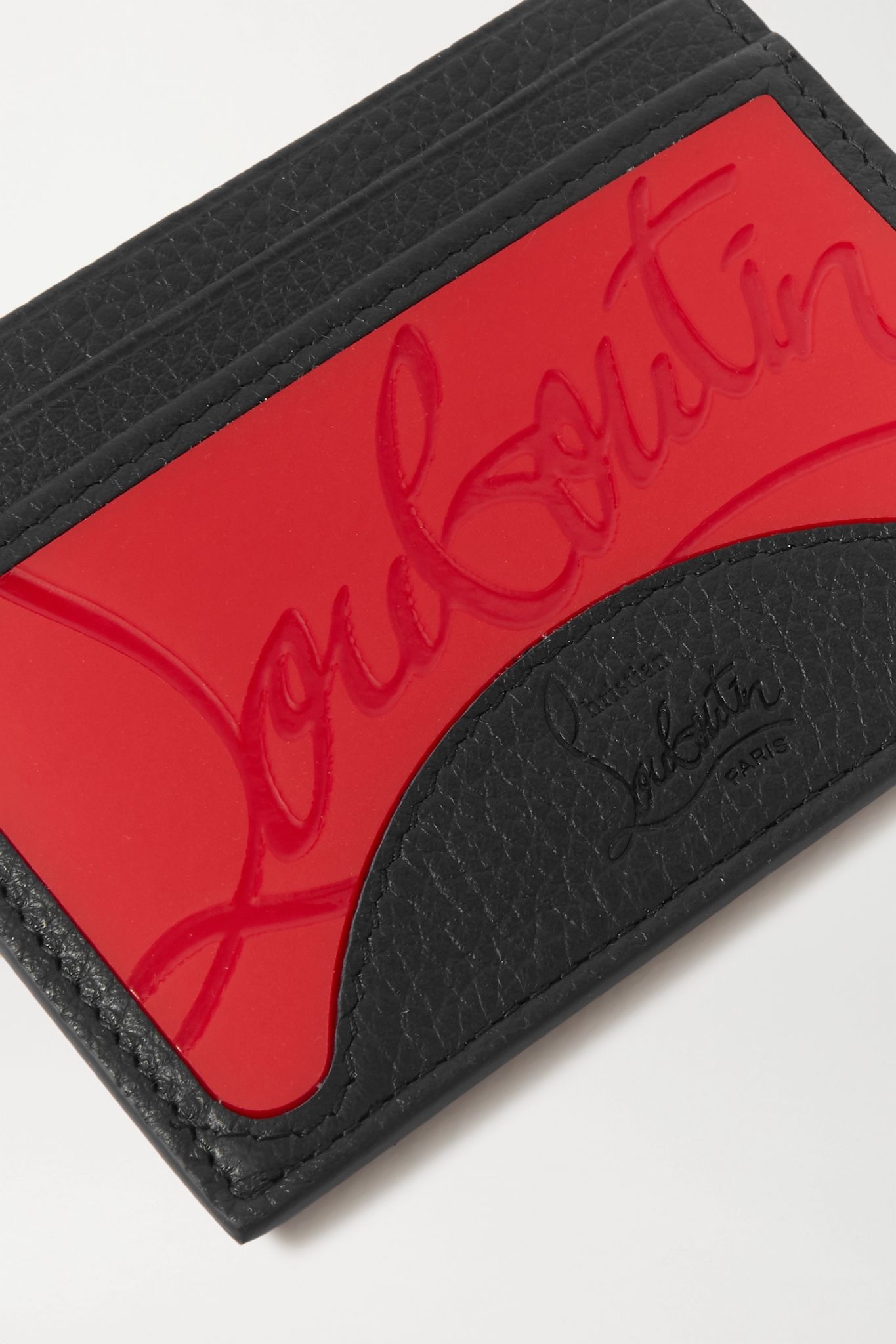 Rubber-trimmed textured-leather cardholder - 3