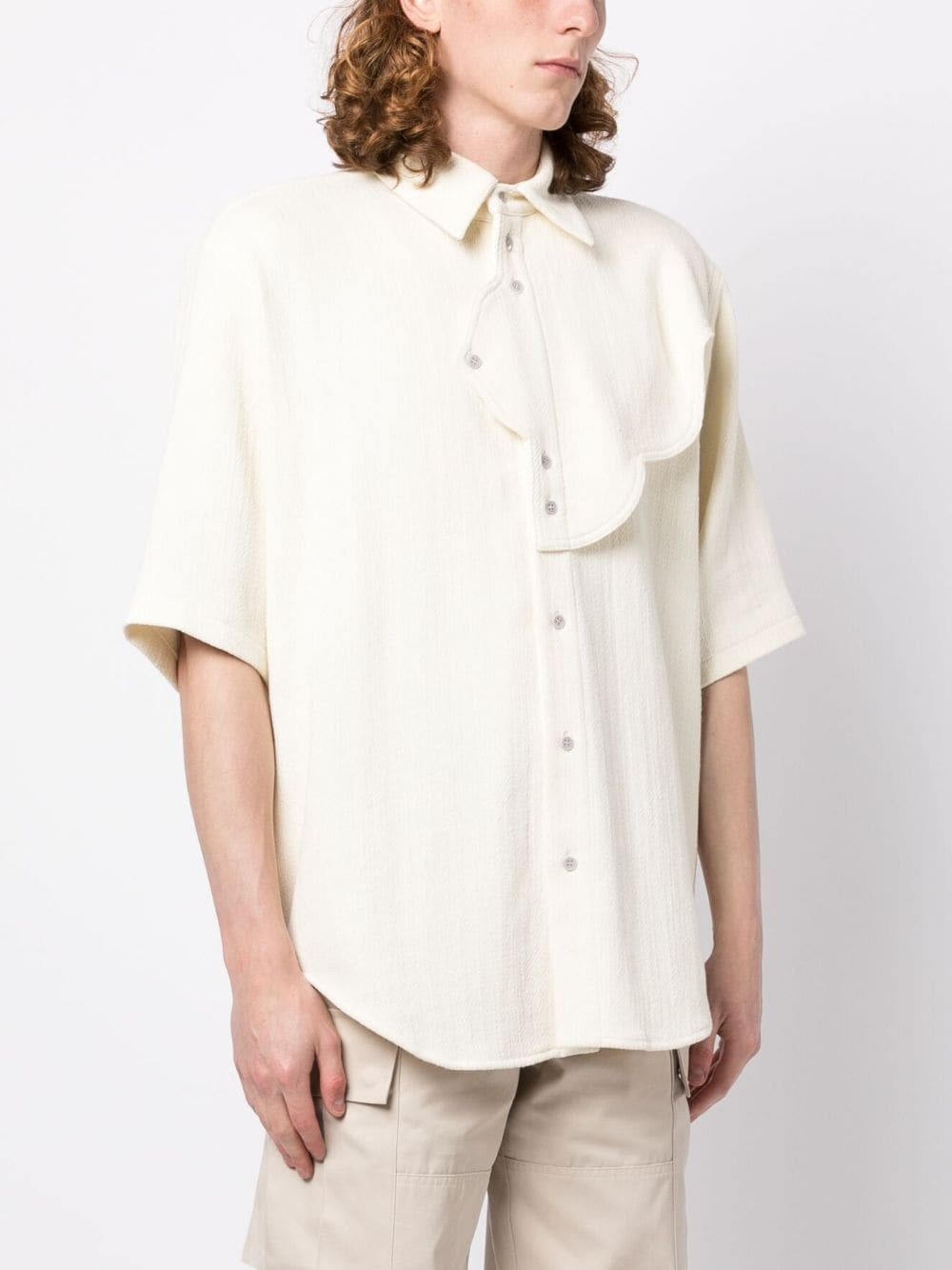 layered-detail terry-cloth shirt - 3