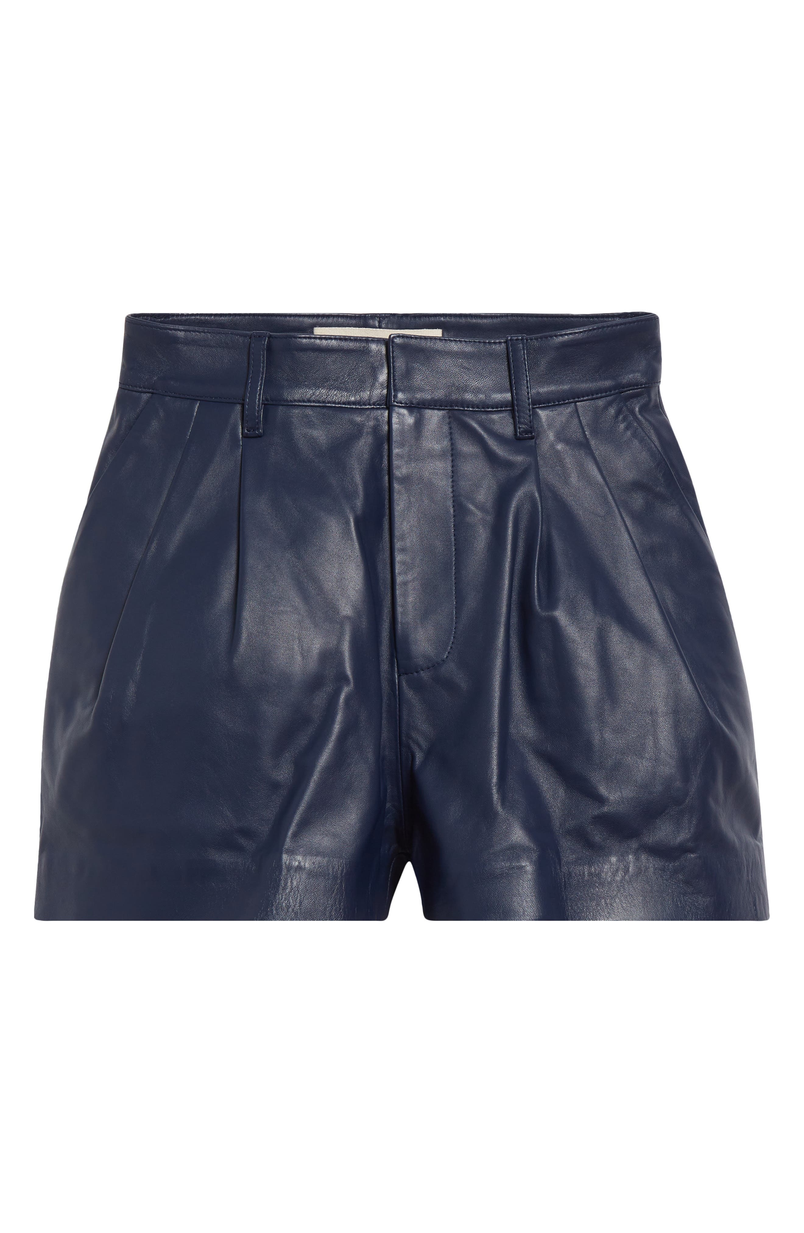 Marni Pleated Leather Shorts in Blue at Nordstrom - 6