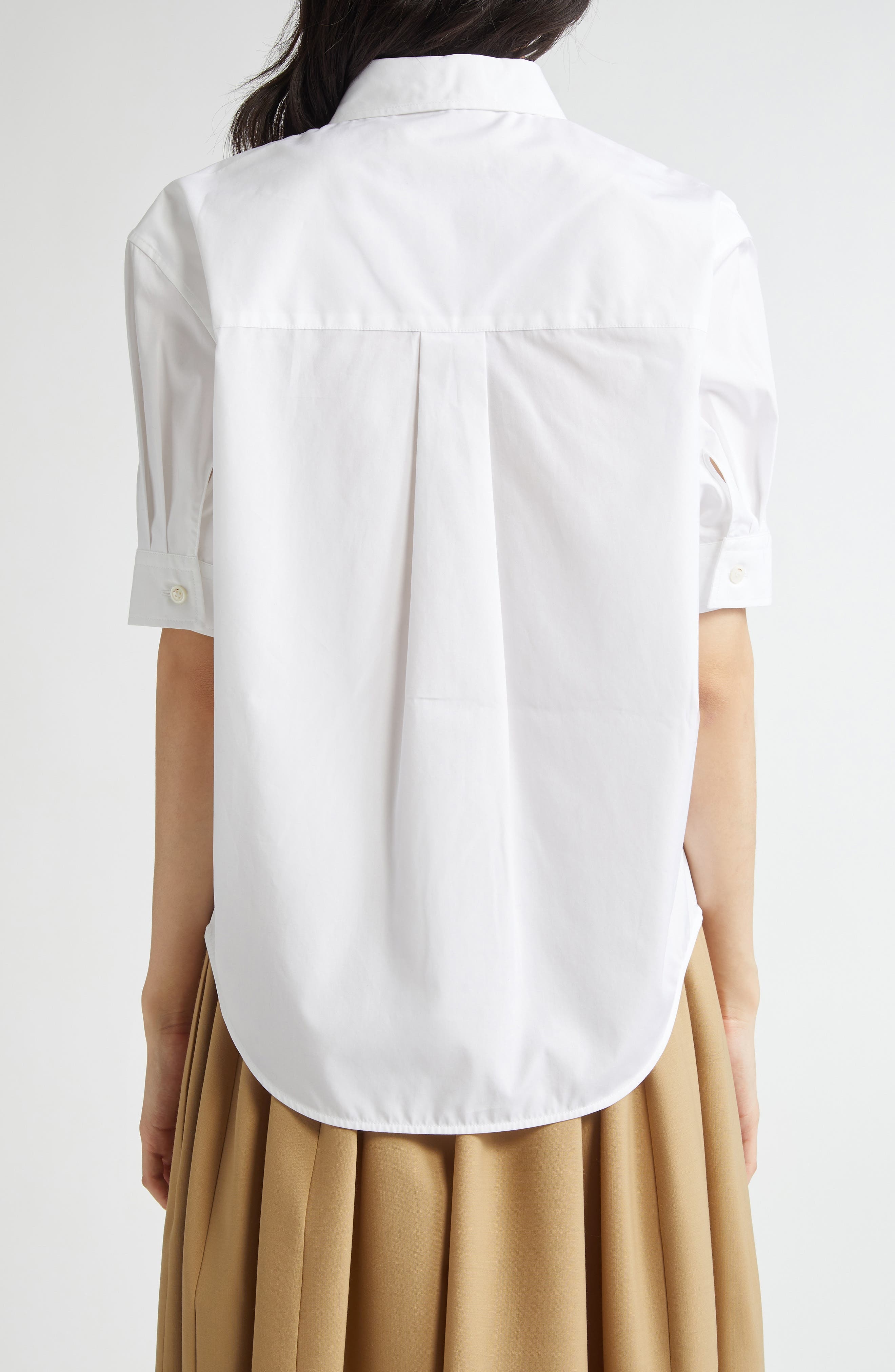 Marni Short Sleeve Poplin Button-Up Shirt in Lily/White at Nordstrom - 3