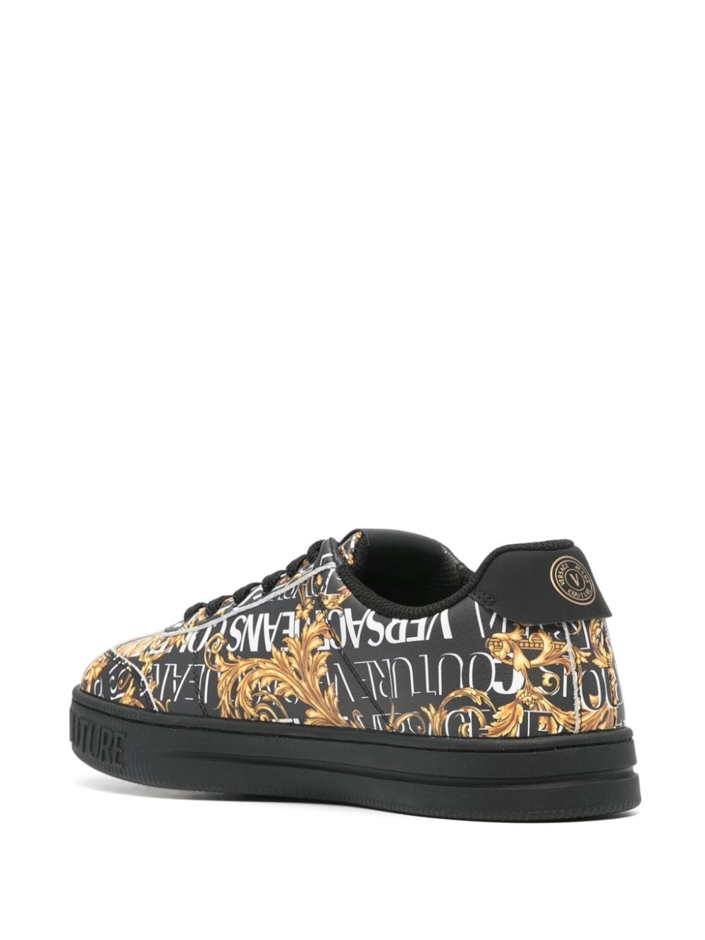 Barocco-print leather sneakers - 3