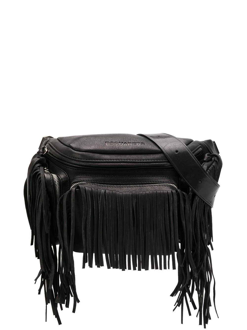 fringe front zip belt bag - 1