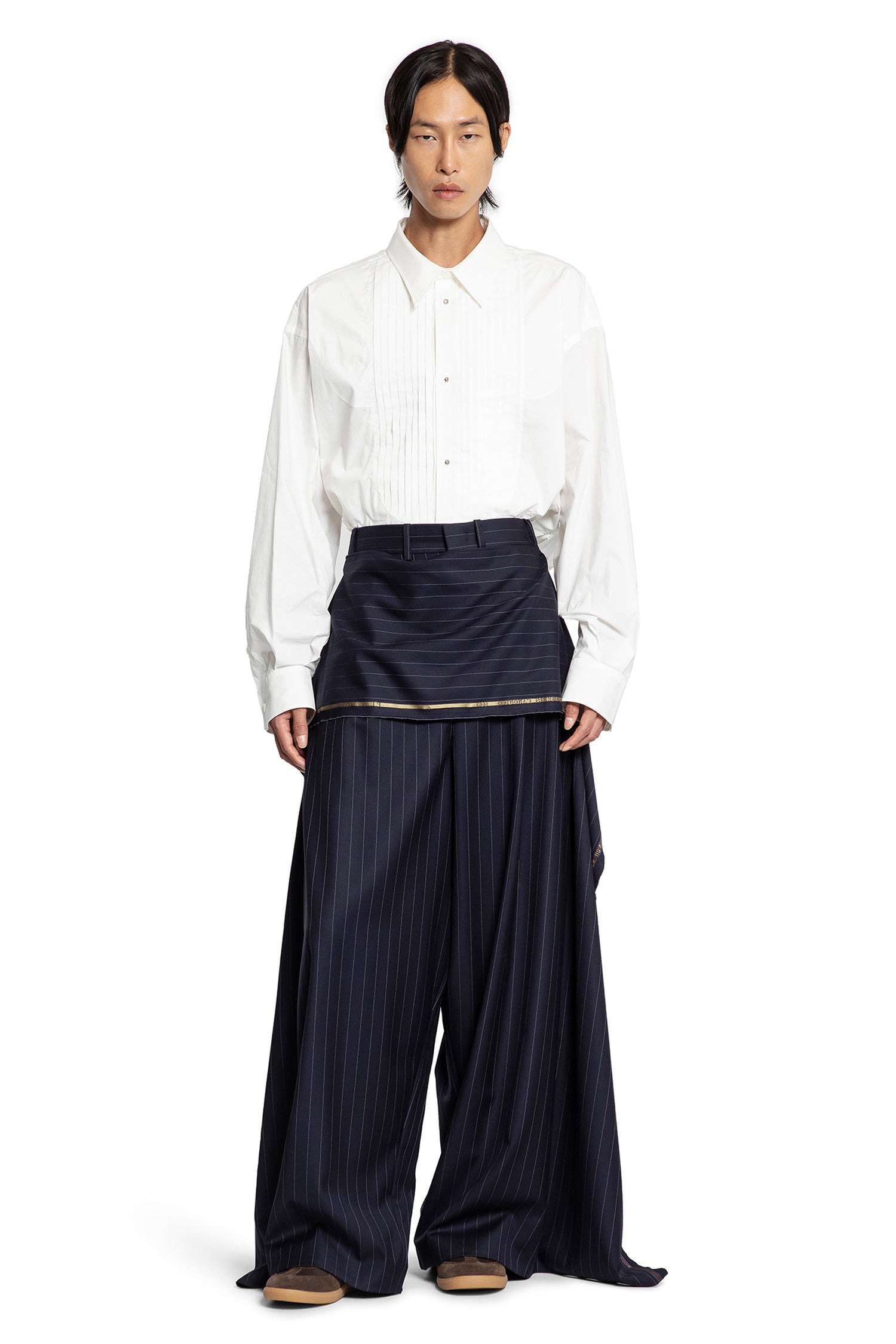 Pinstriped-Wide-Leg-Trousers - 4