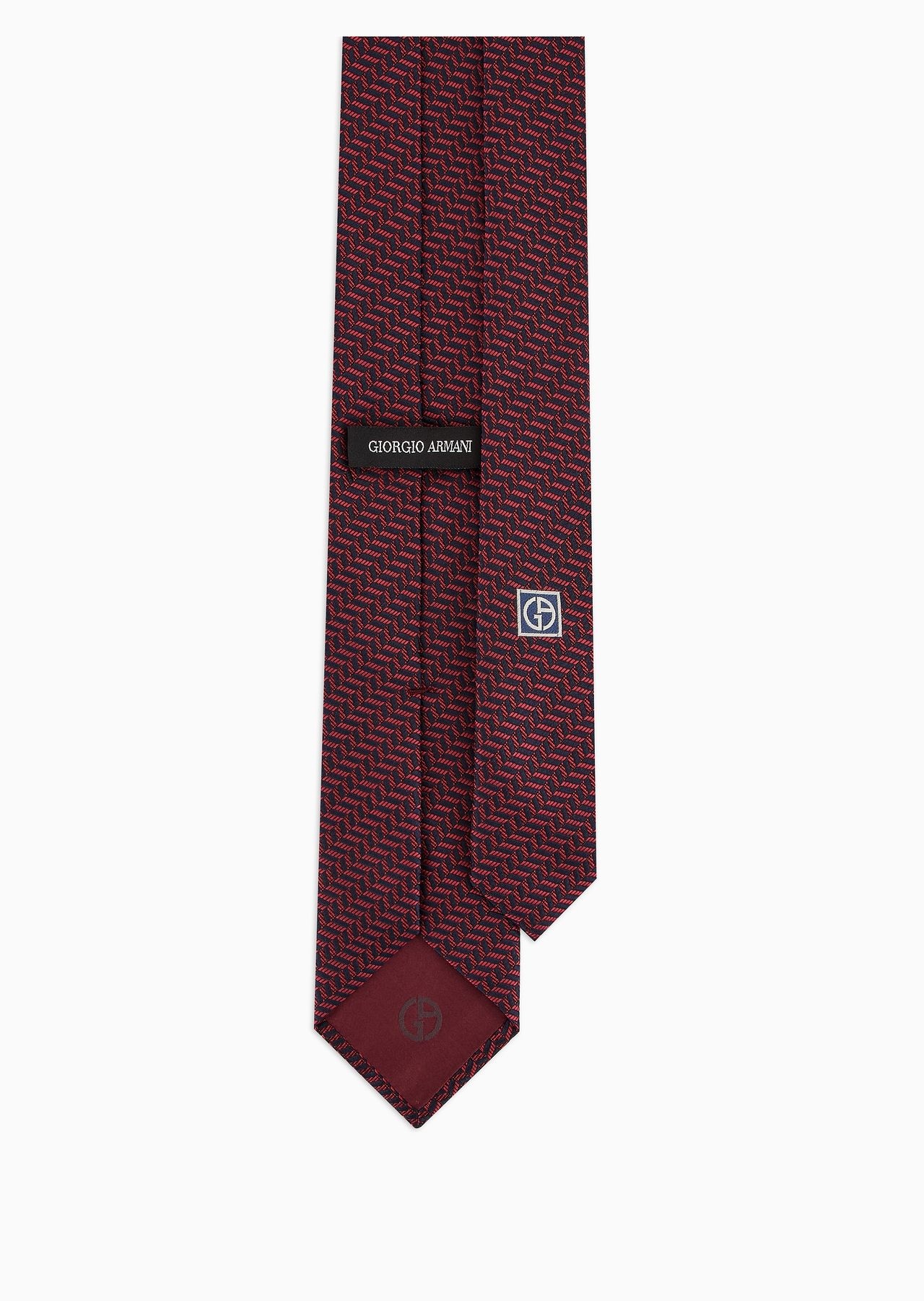 Silk tie with jacquard chevron motif - 2