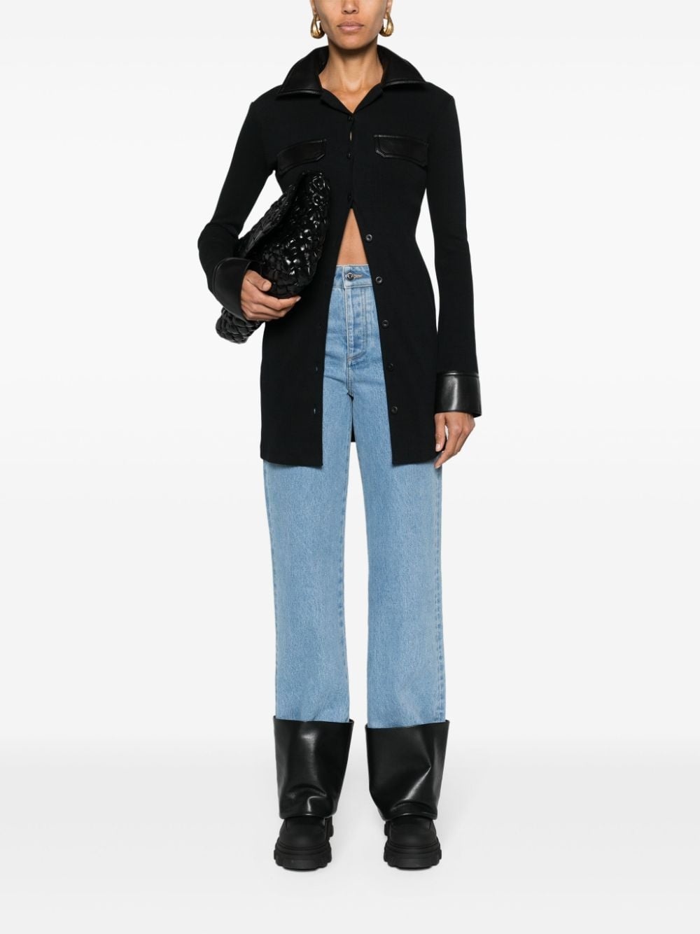 turn-up detailed straight-leg jeans - 2