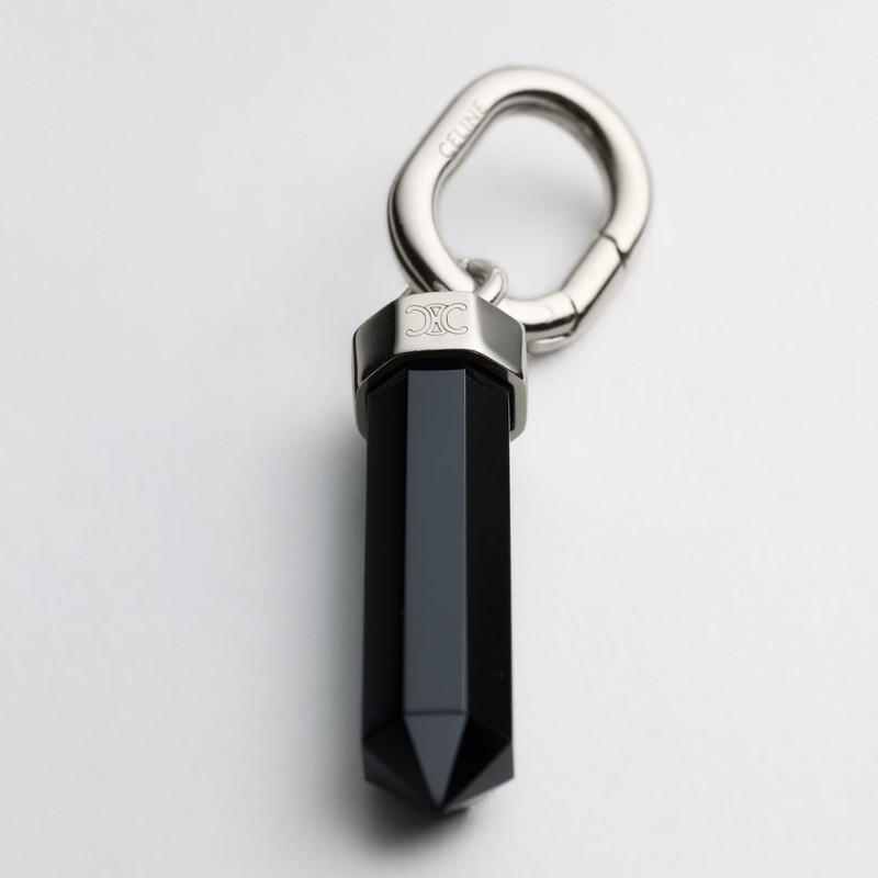 CELINE CHARMS PENDULUM STONE IN ONYX AND BRASS WITH RHODIUM FINISH 1