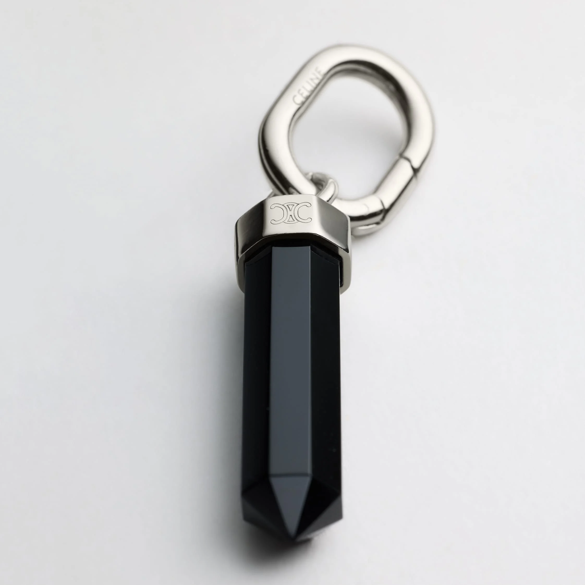 CELINE CHARMS PENDULUM STONE IN ONYX AND BRASS WITH RHODIUM FINISH - 1