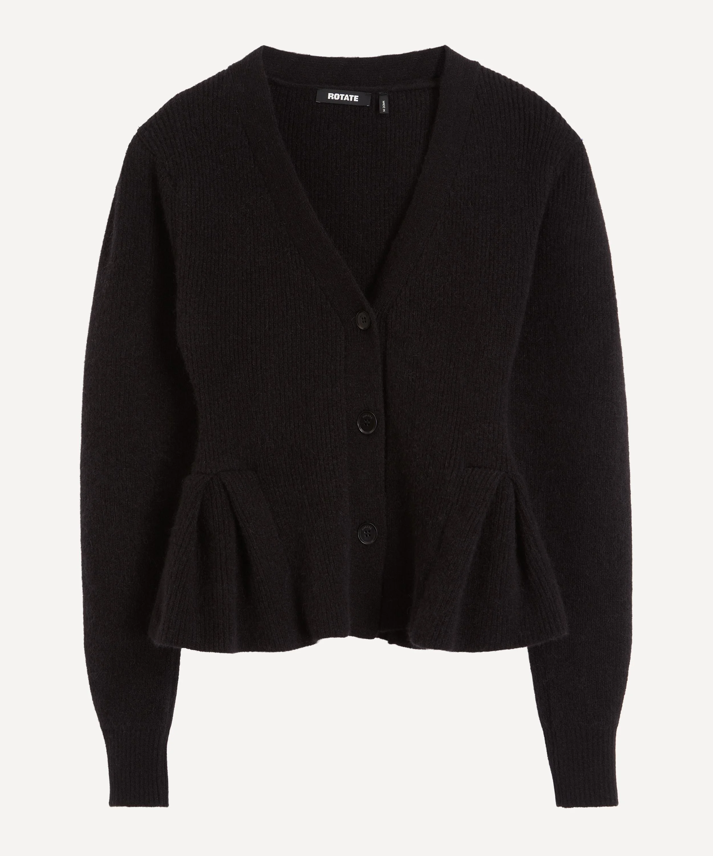Black Knit Peplum Cardigan - 1