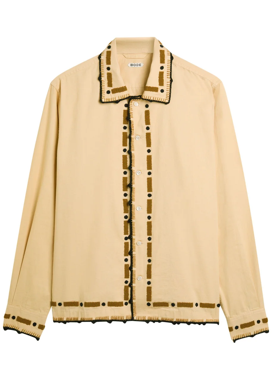 Bode Bead-embellished Cotton Shirt - 1