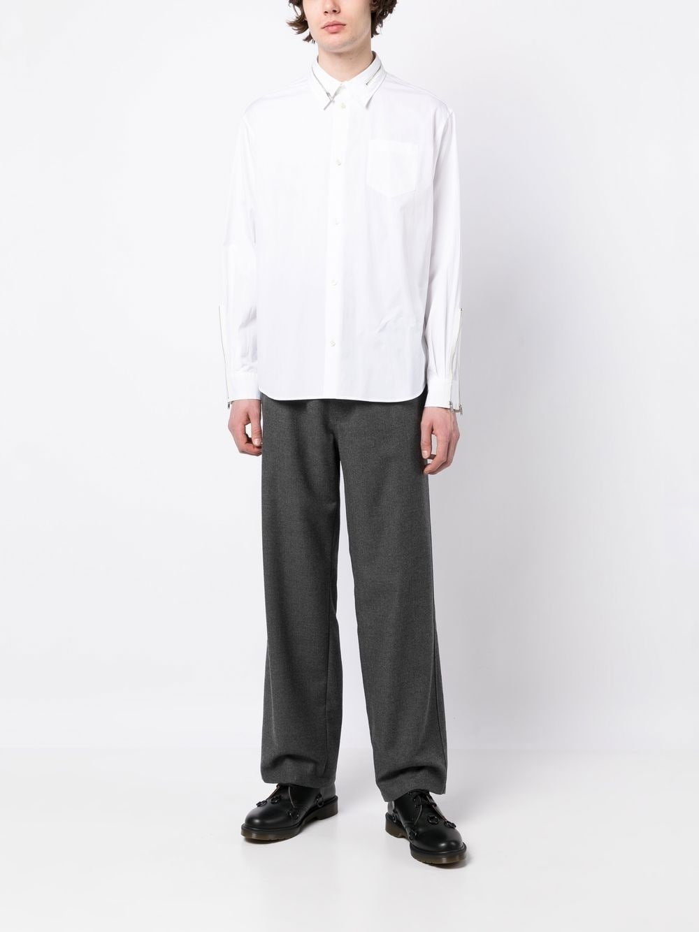zip-detailing cotton shirt - 2