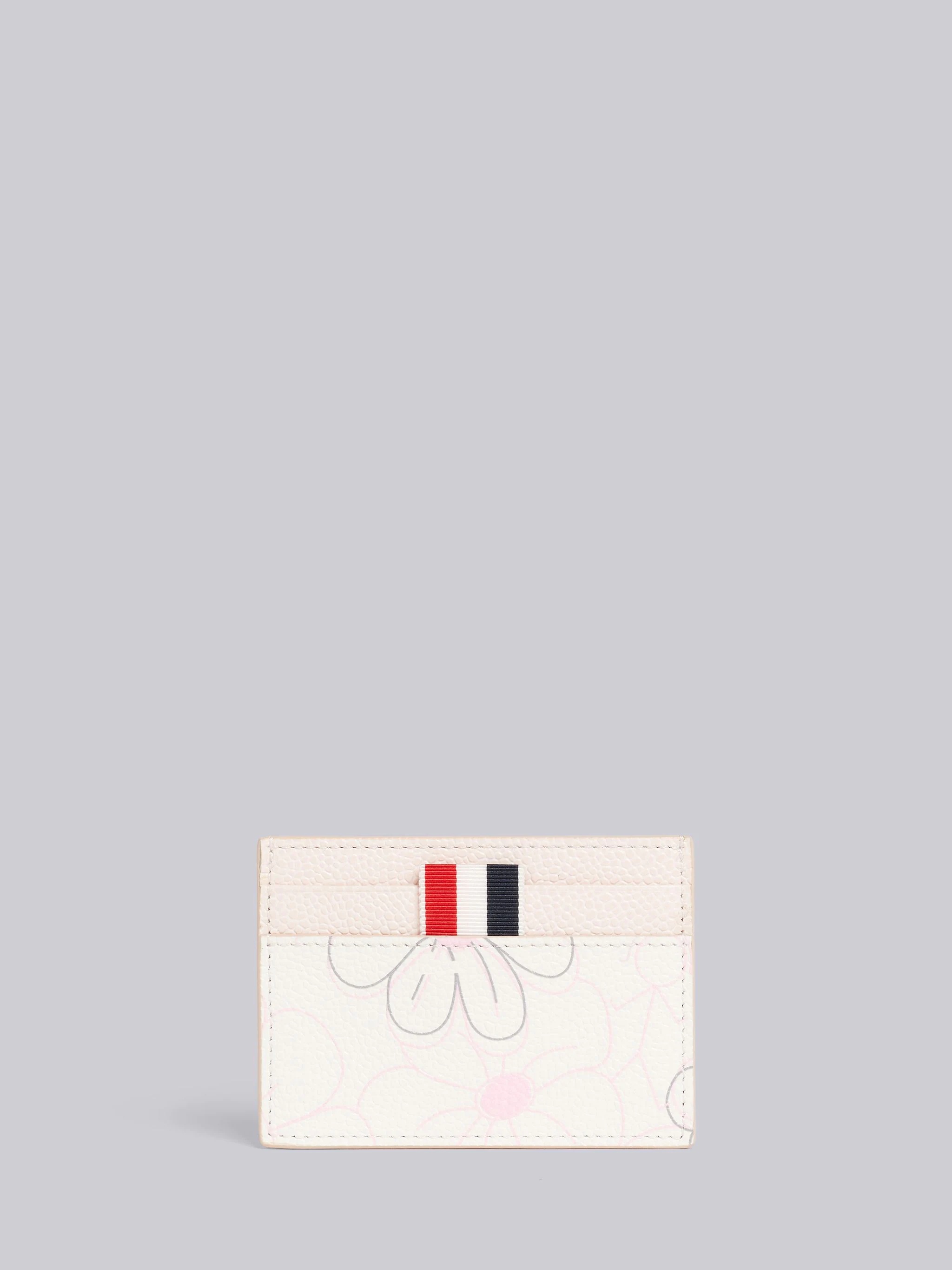 Light Pink 3d Floral Print Pebble Grain Leather Single Card Holder - 1