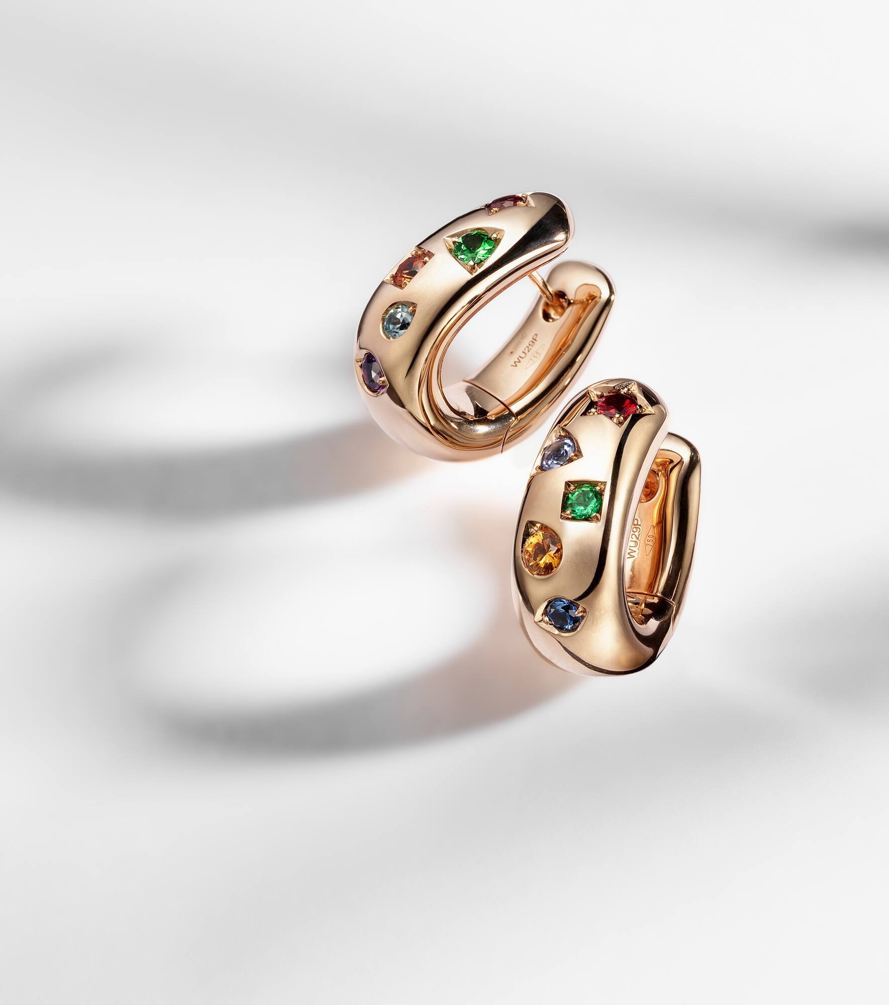 Iconica 18k rose gold hoop earrings with gemstones - 5