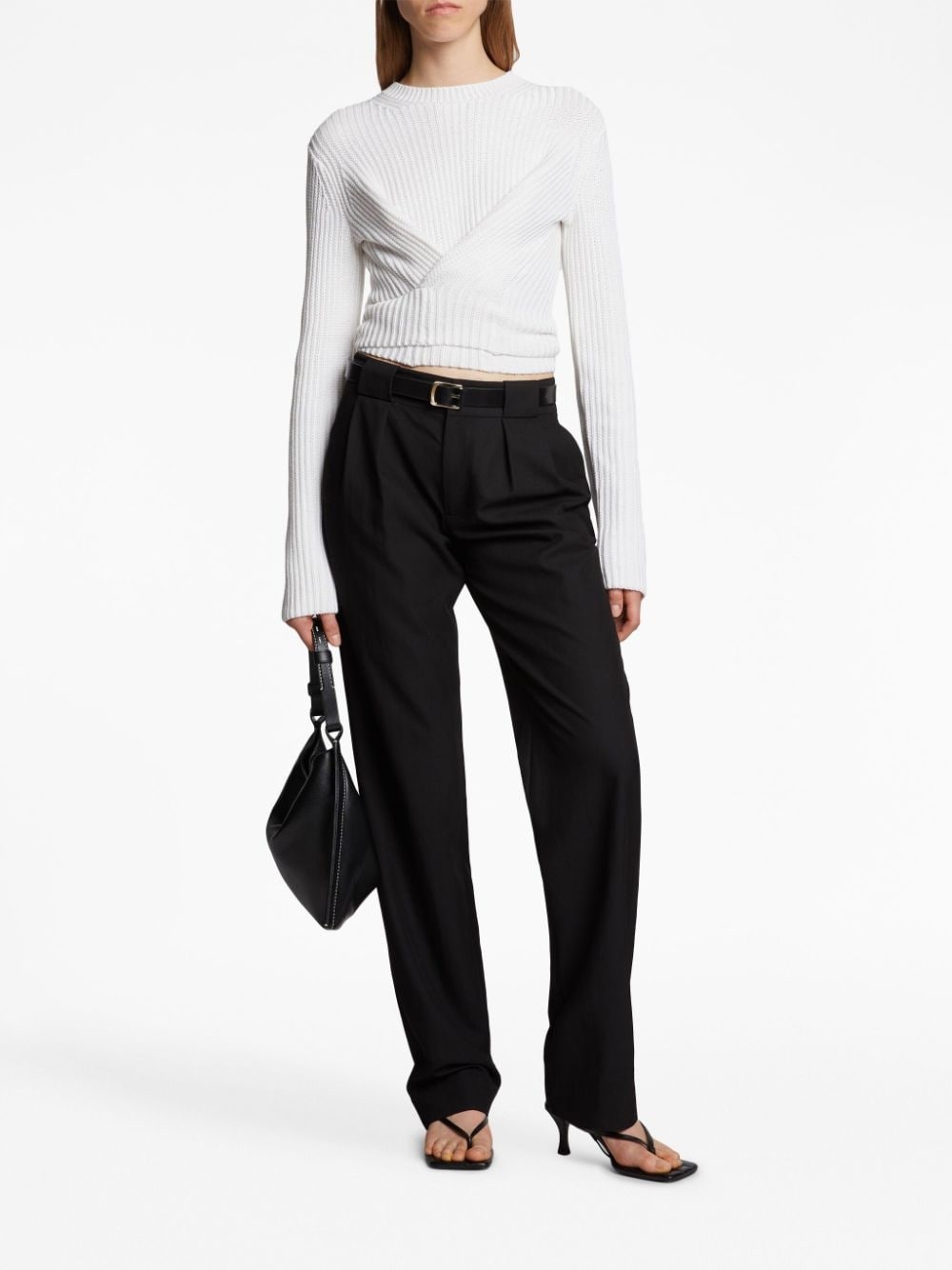 ribbed-knit wrap jumper - 6