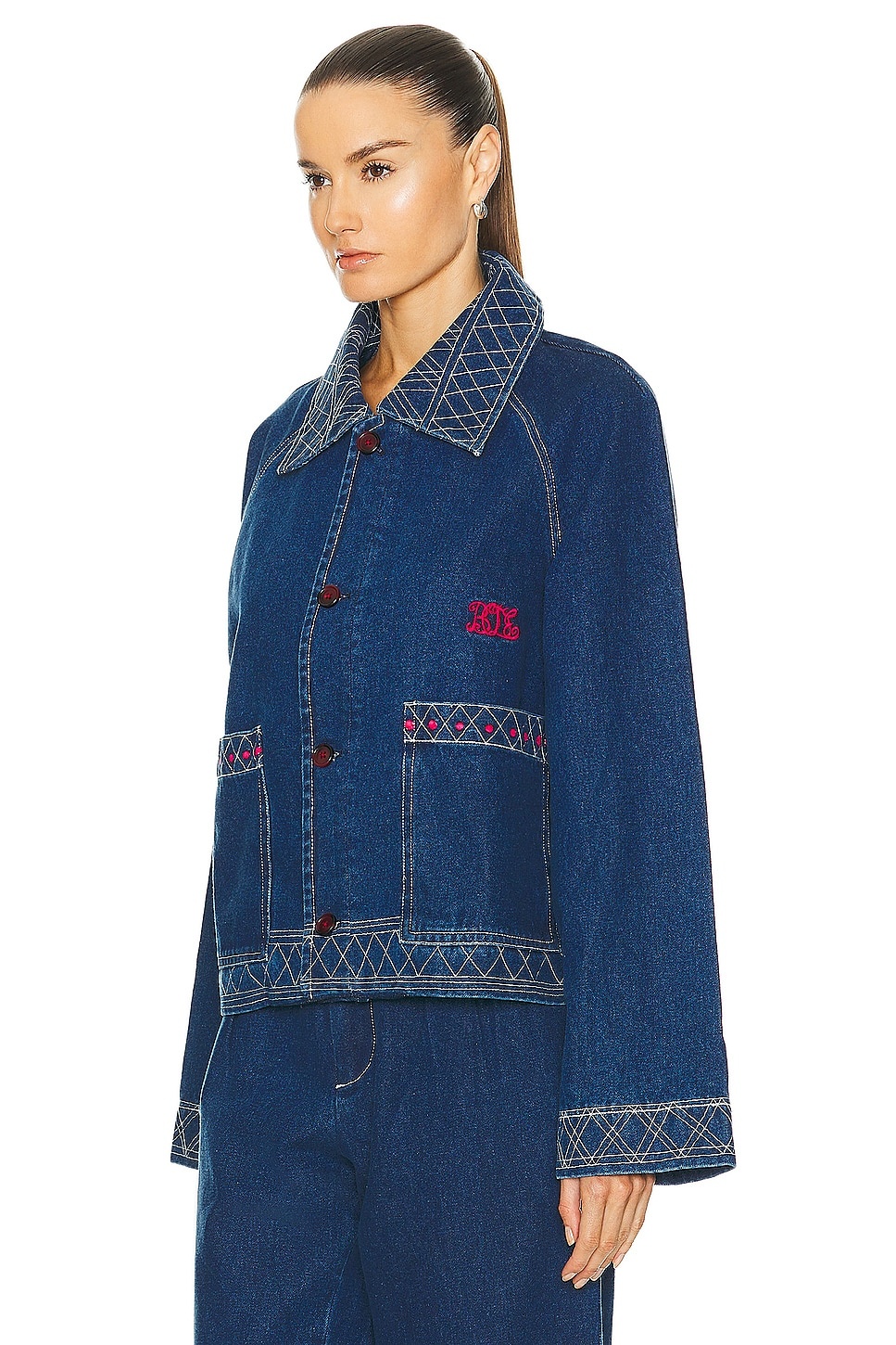 Embroidered Denim Jacket - 3