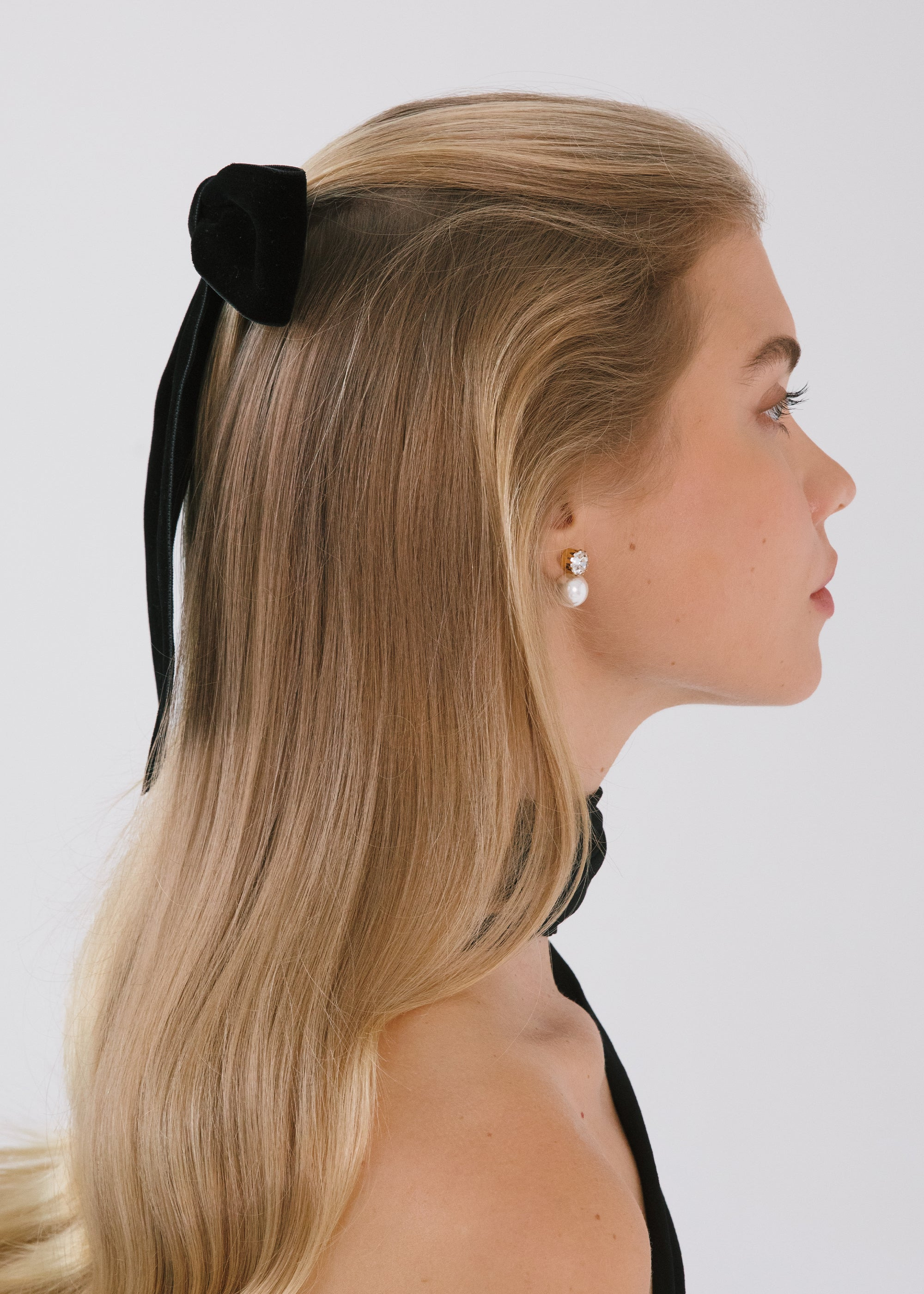 Wide Velvet Bow Barrette - 3