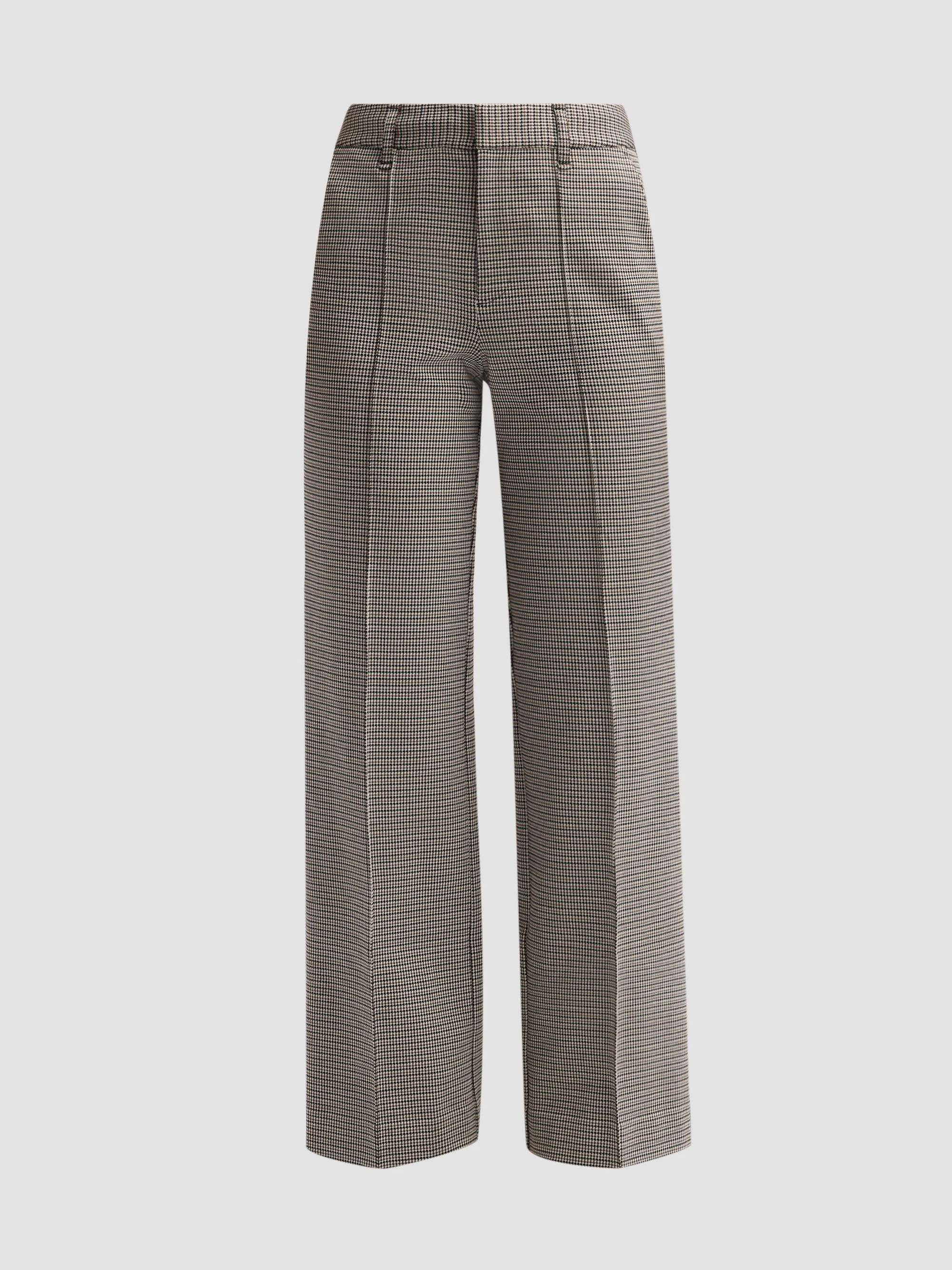 Women's Farrah Ponte Jacquard Trousers - Brown Black Multi - 1