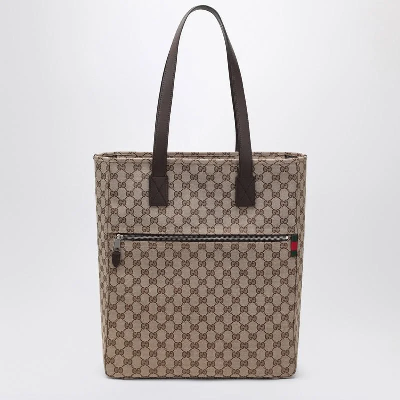 Gucci Large Gg Beige Fabric Shopping Bag - 1