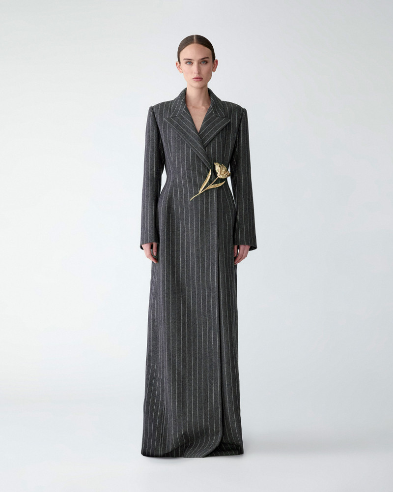 CAROLINA HERRERA Peak Lapel Pinstripe Coat outlook
