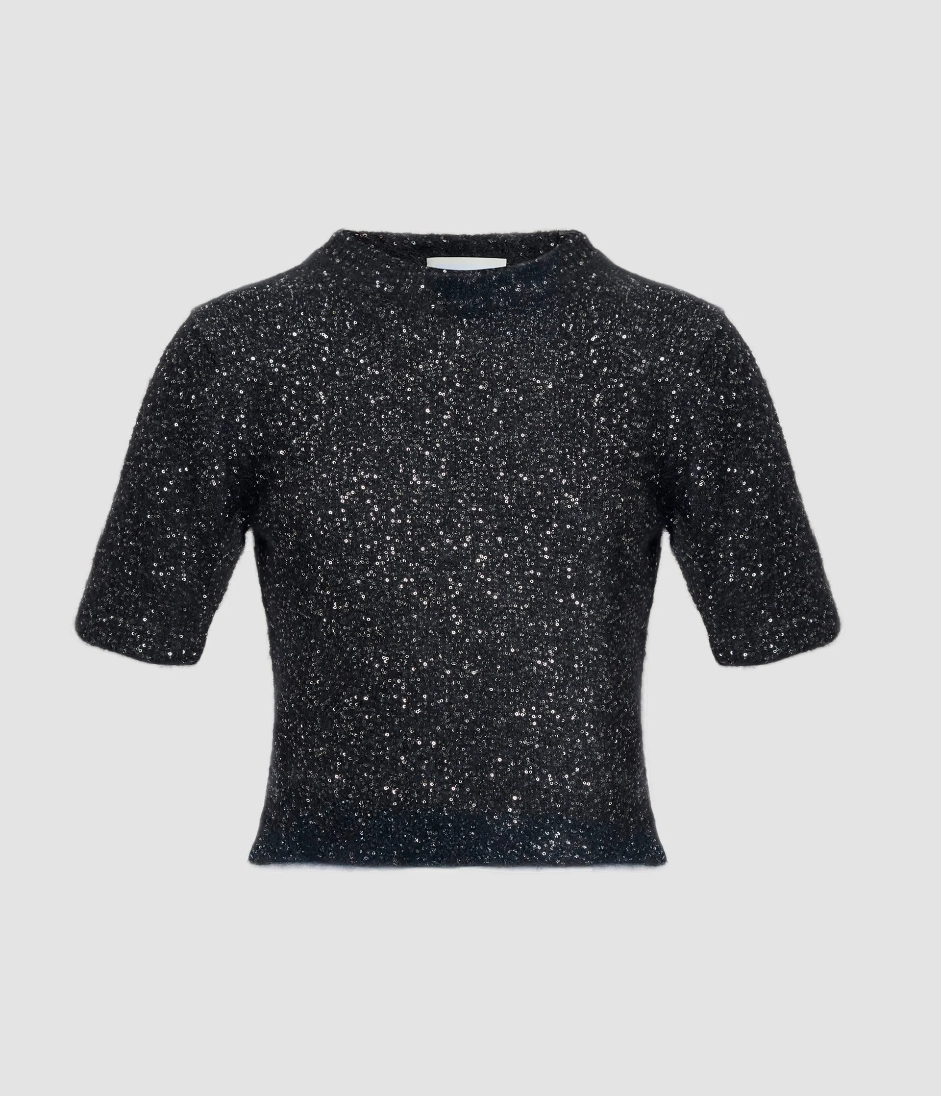 SEQUIN SHORT SLEEVE KNIT TOP - 1