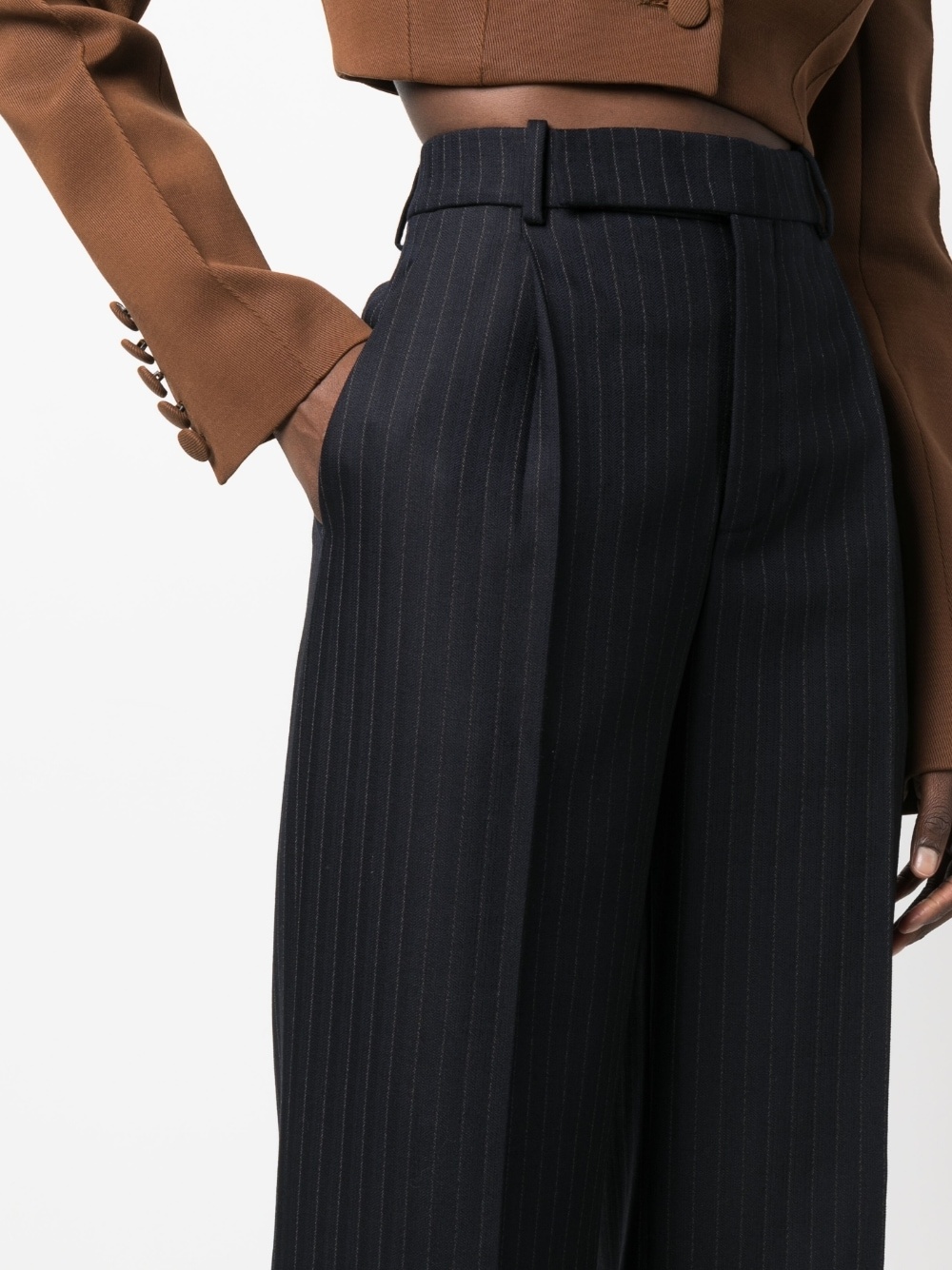 high-waist pinstripe trousers - 7