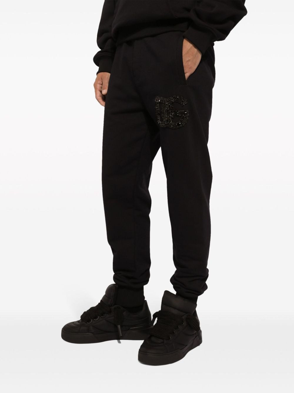 crystal-embellished cotton track pants - 3