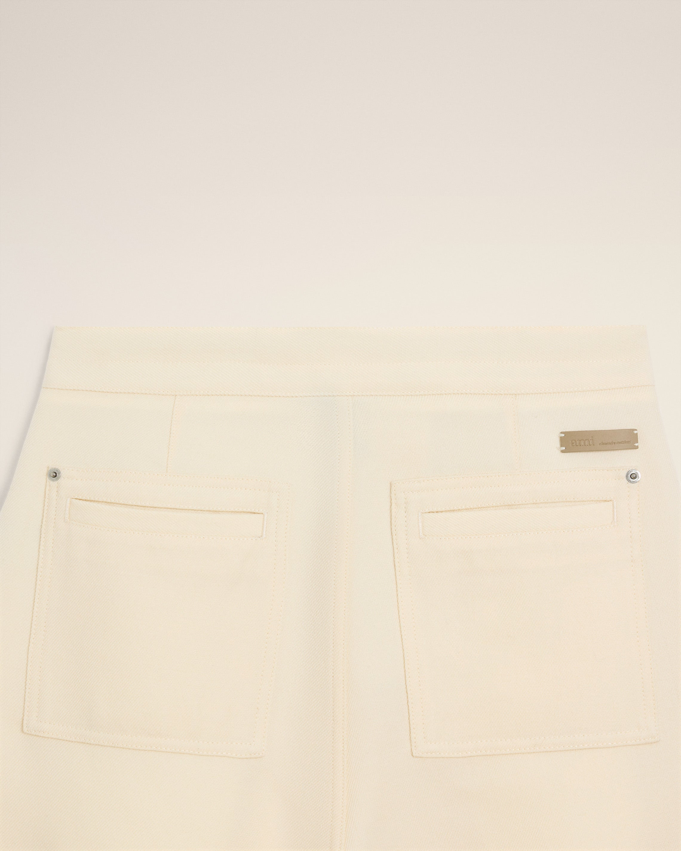 WHITE WOOL ZIPPED TROUSERS - 7