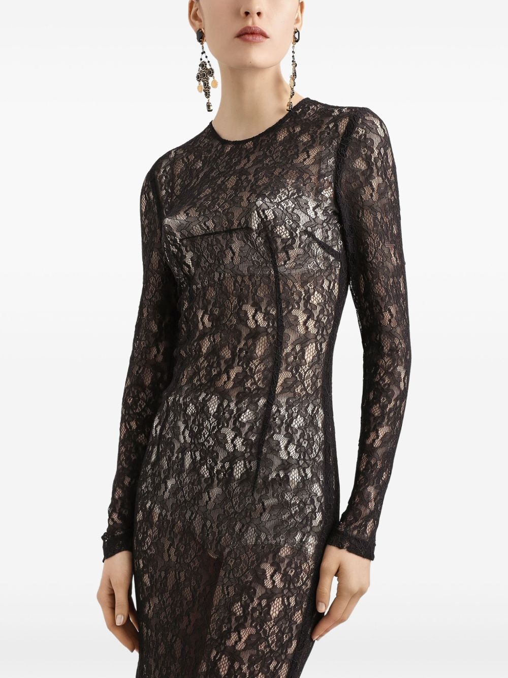 floral-lace midi dress - 4