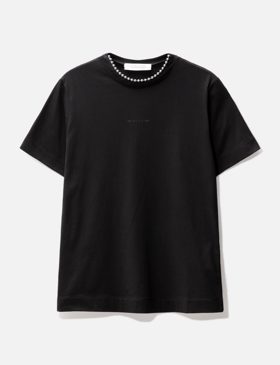 hardware-embellished collar cotton T-shirt - 1
