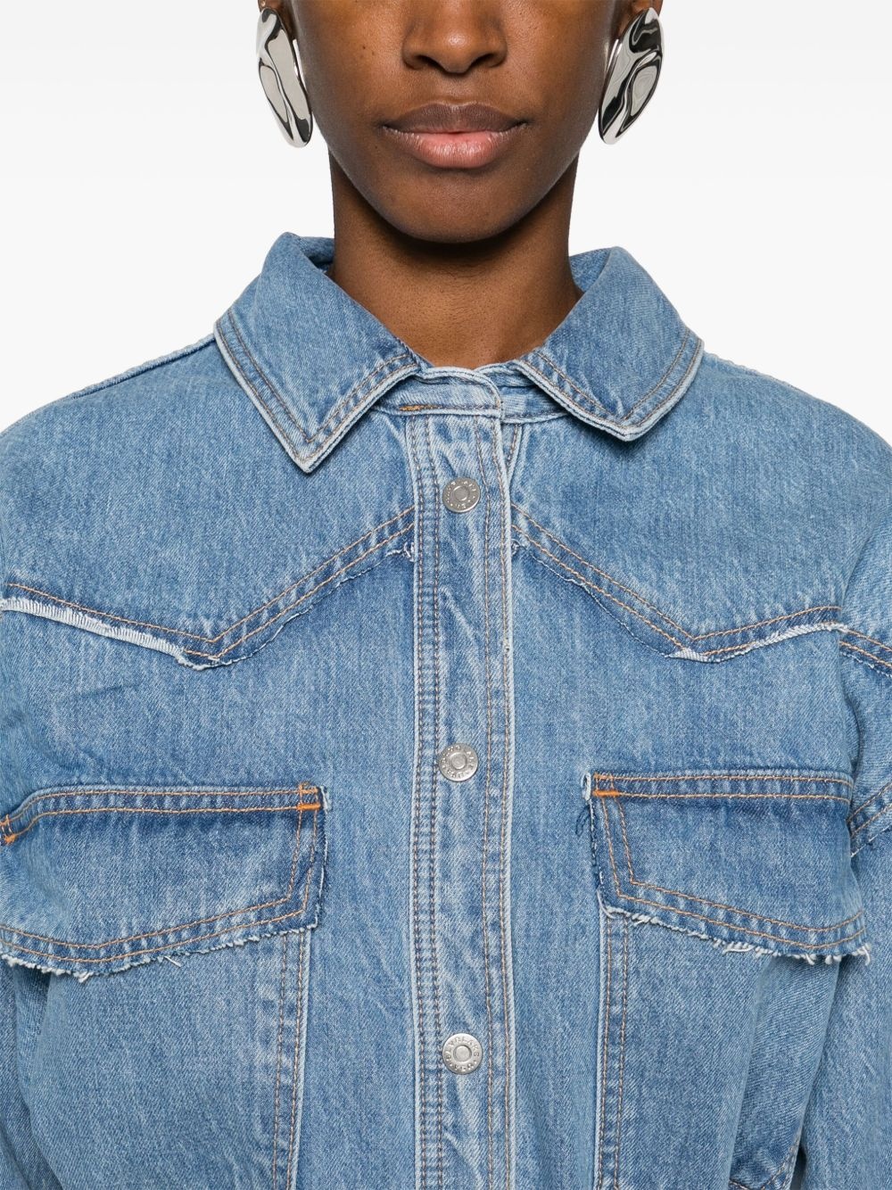 Western raw-cut denim overshirt - 5