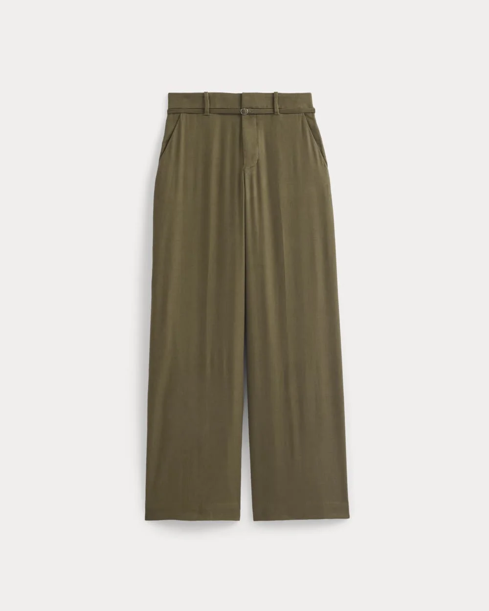 WIDE-LEG BELTED PANT IN STRETCH LINEN - 1