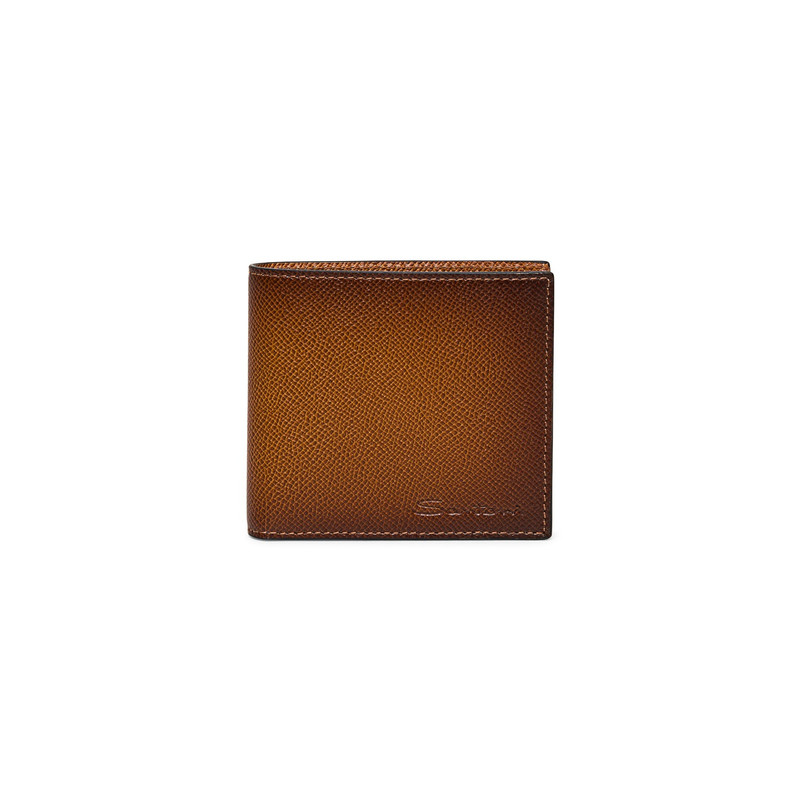 Brown Saffiano leather wallet with coin pocket 1