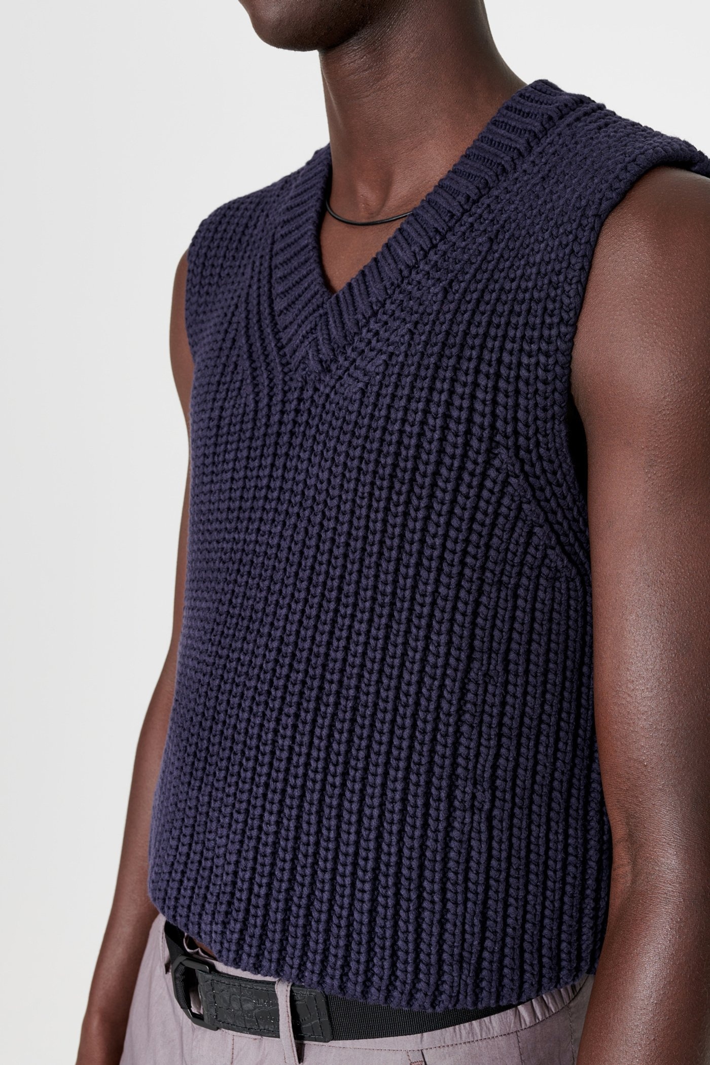 Intact Vest Navy Chunky Cotton Rib - 3
