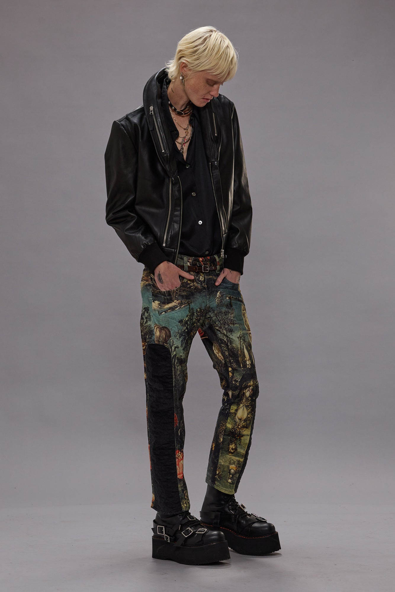 LEATHER MULTI ZIP FLIGHT JACKET - 2