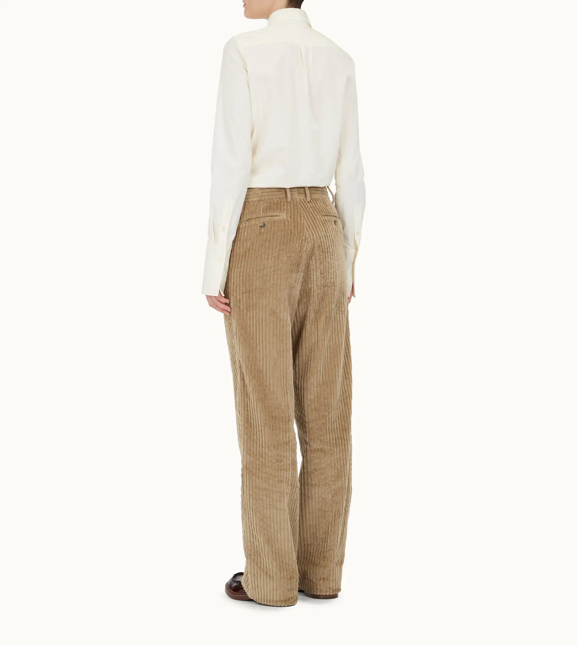 TROUSERS IN VELVET - BEIGE - 3