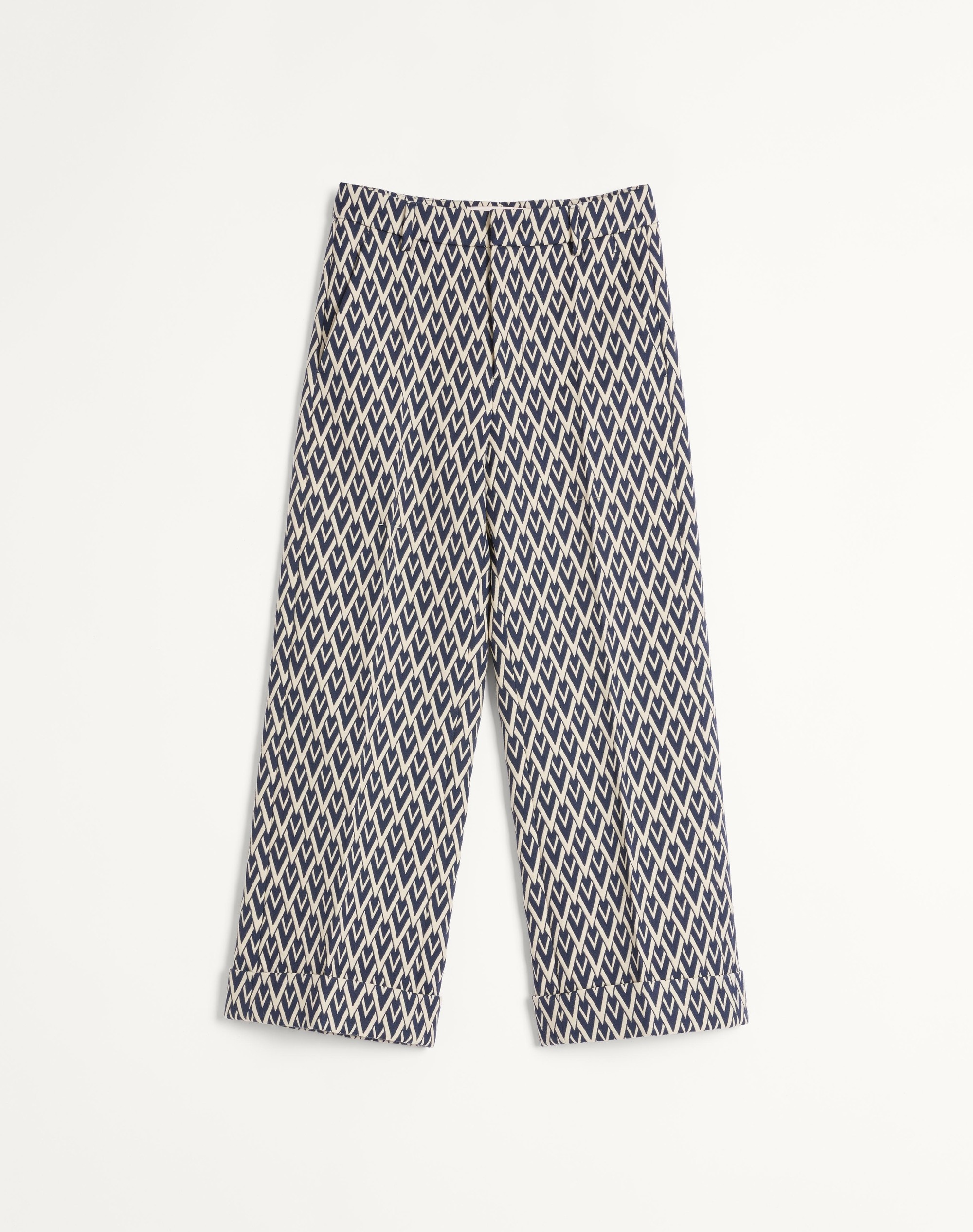 WOOL PANTS WITH CUFFS WITH TOUTE LA V JACQUARD PATTERN - 1