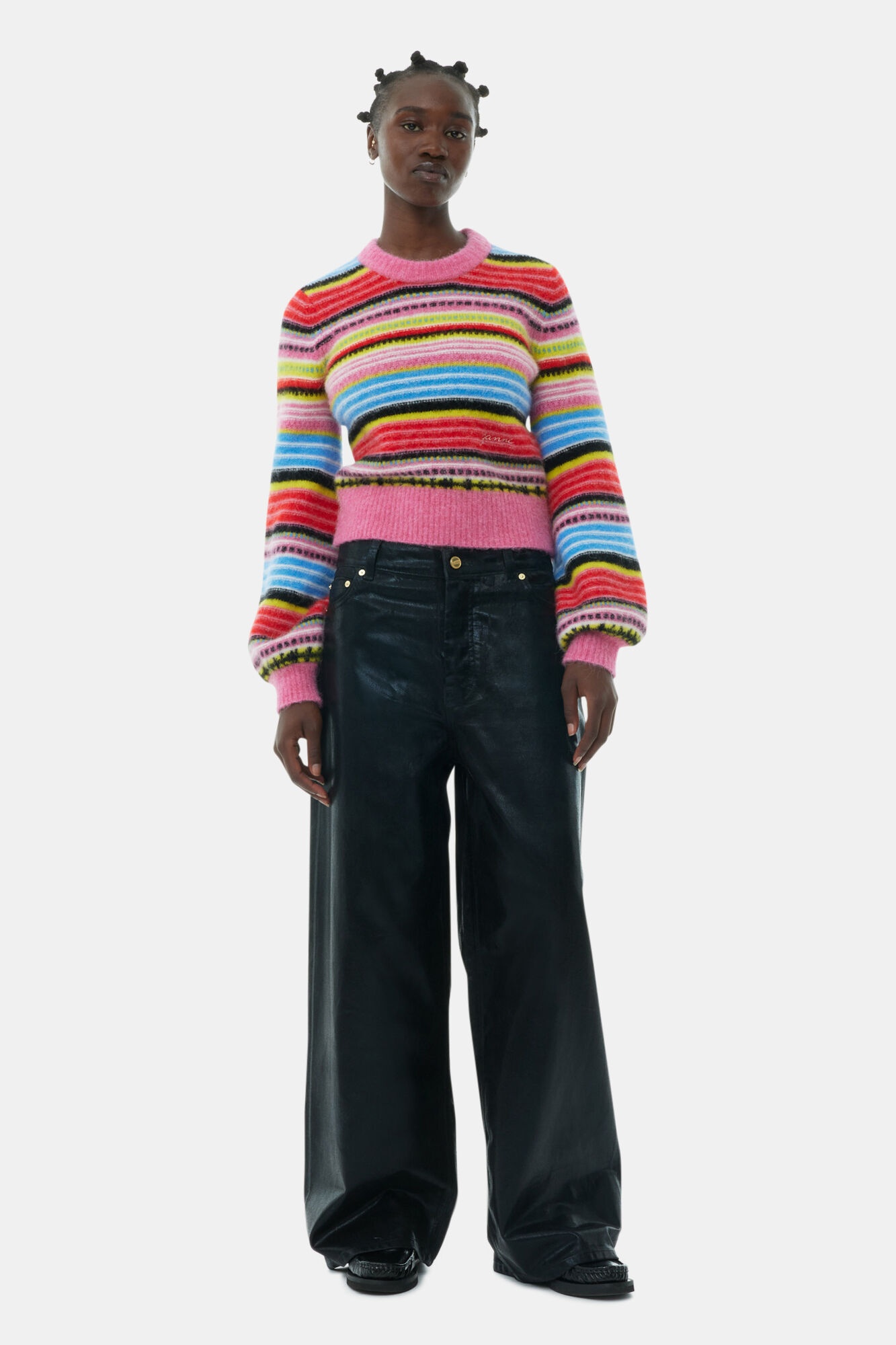 STRIPED SOFT WOOL O-NECK SWEATER - 3