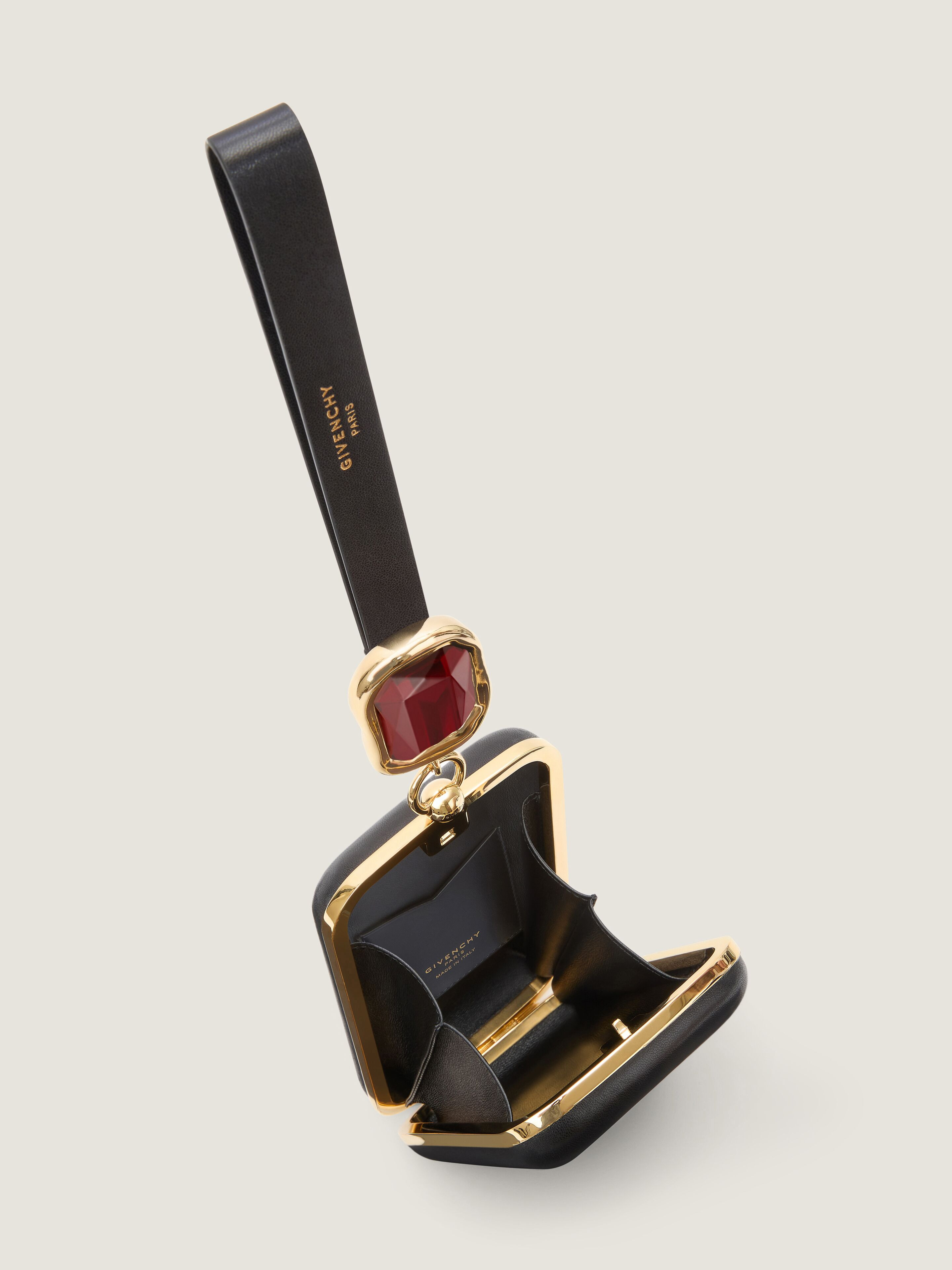 EVENING CLUTCH IN NAPPA LEATHER WITH CRYSTAL JEWEL - 5