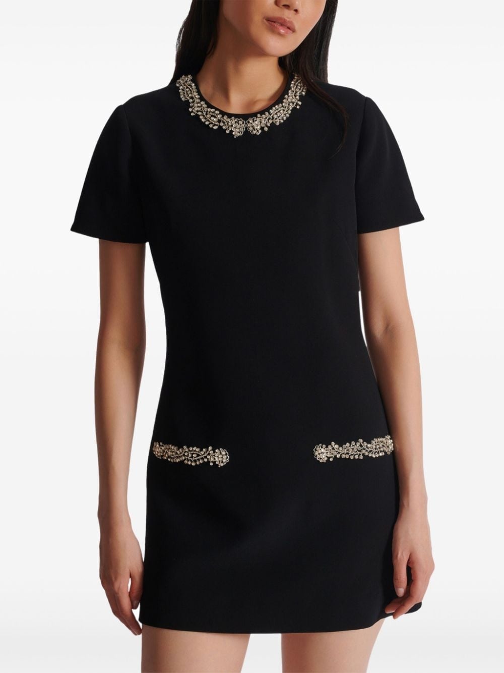 embroidered shift dress - 6