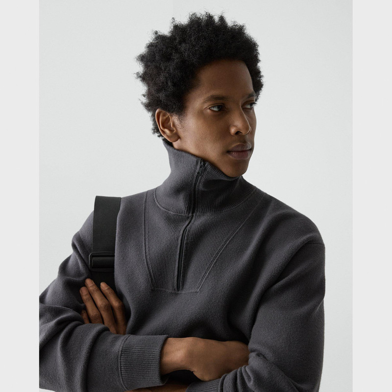 Relaxed Quarter-Zip Sweatshirt in Wool Bilen 5