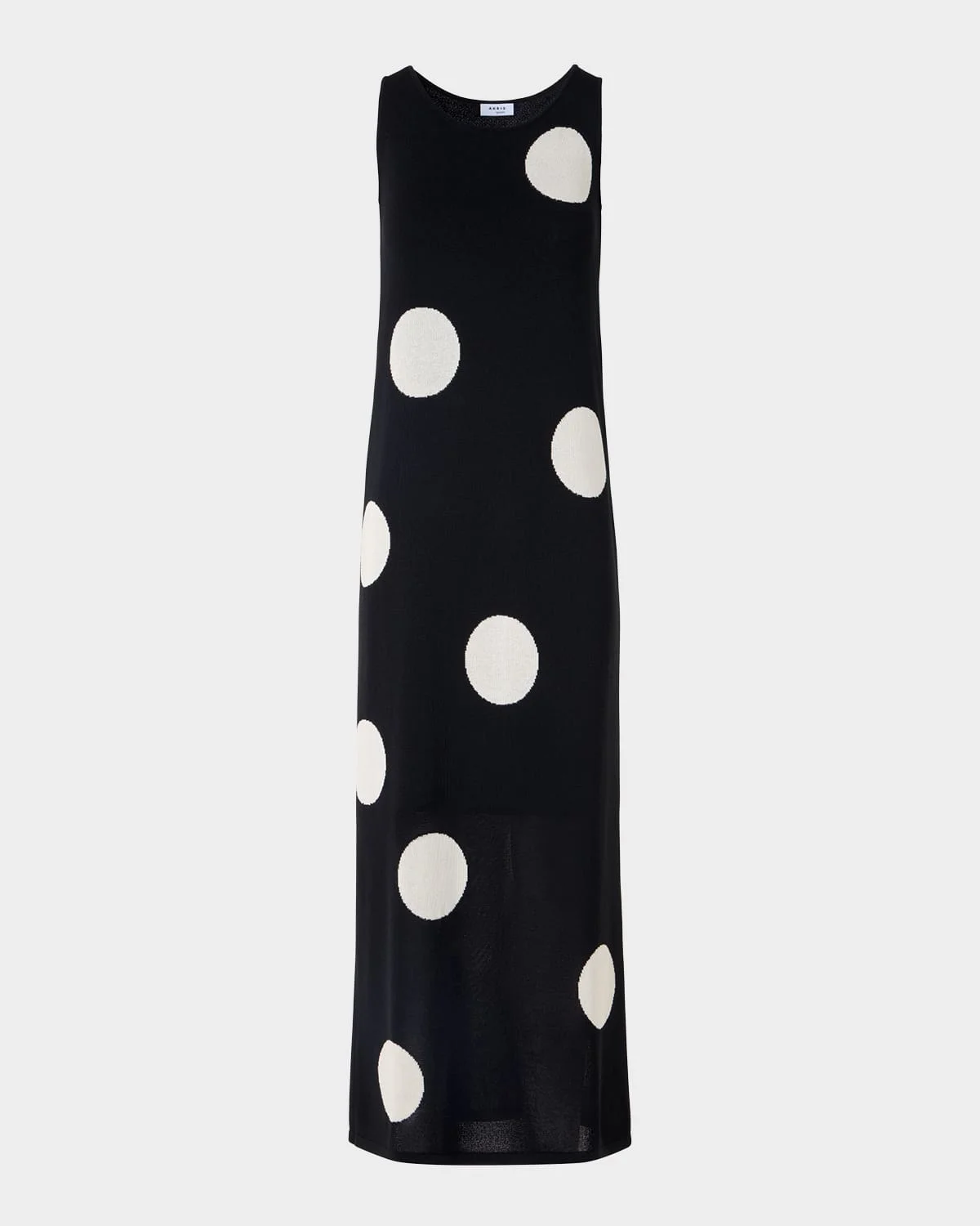 Polka Dot Knit Sleeveless Midi Dress - 1