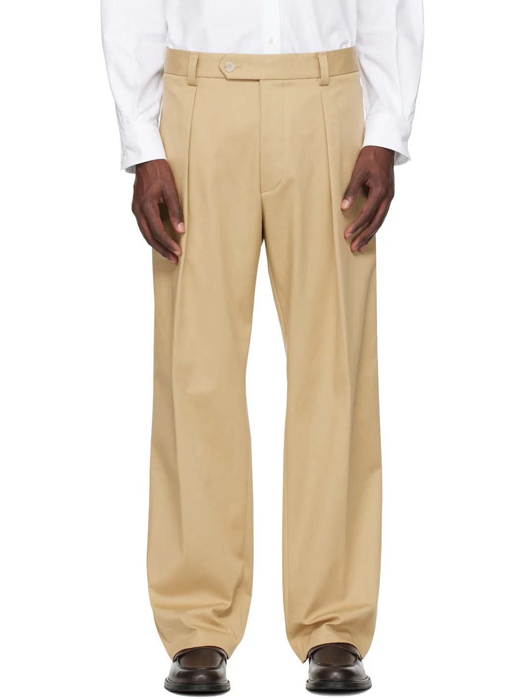 Beige BECKHAM Edition Stretch Cotton Trousers - 1