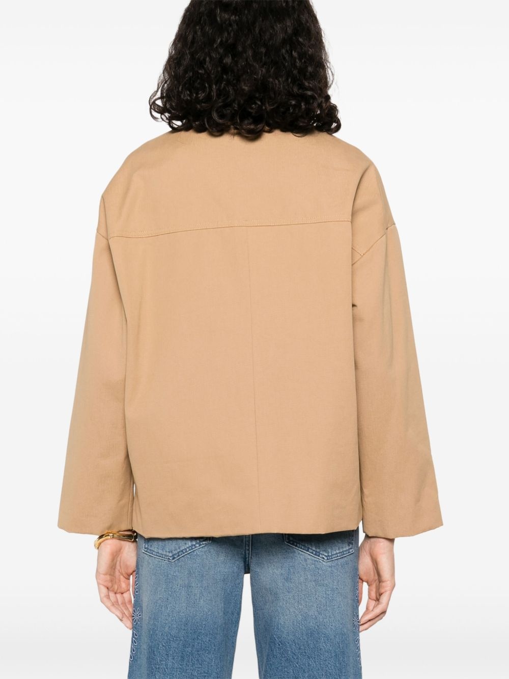 leather-collar cotton jacket - 4
