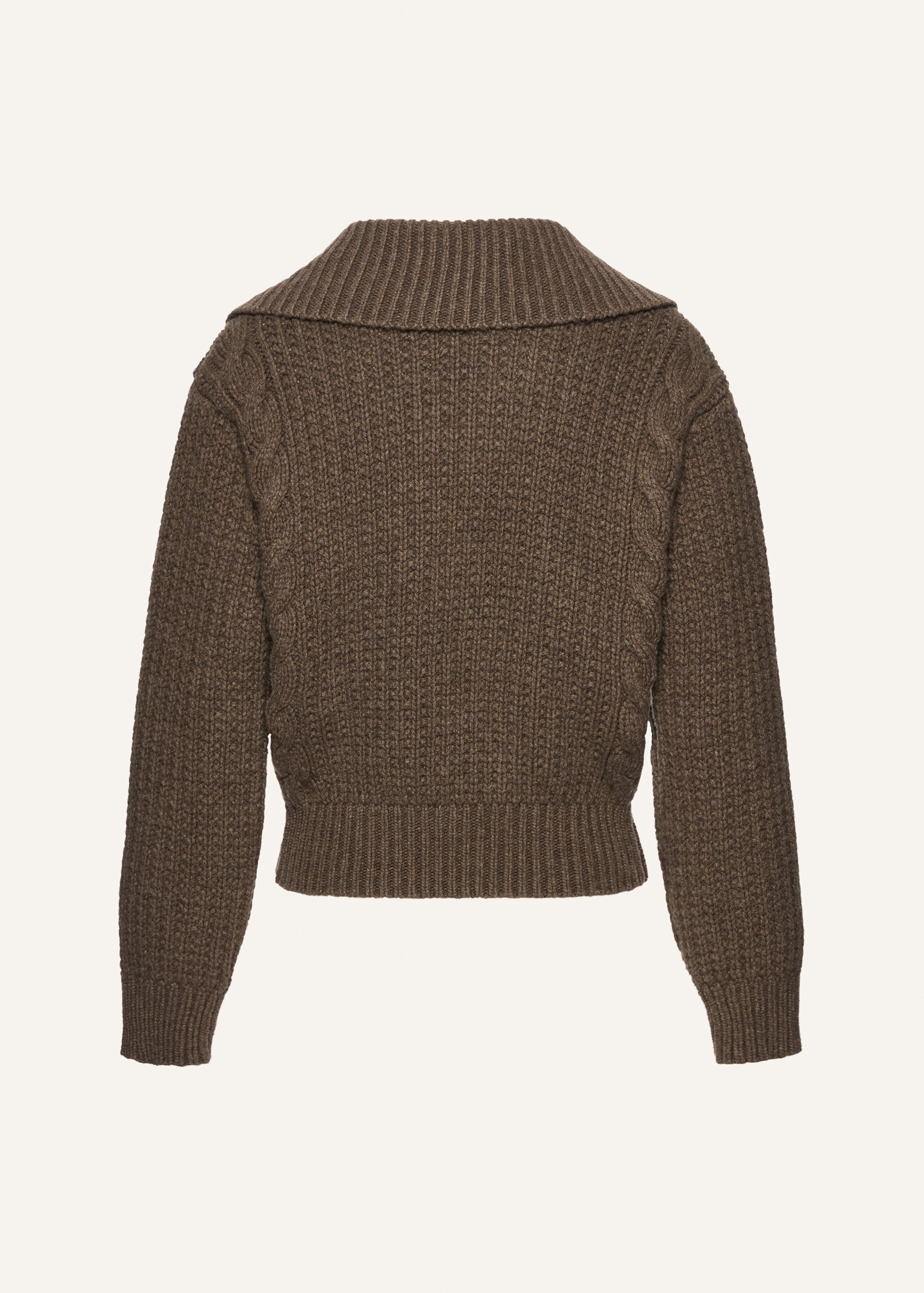Cable-knit cashmere polo sweater in brown - 2