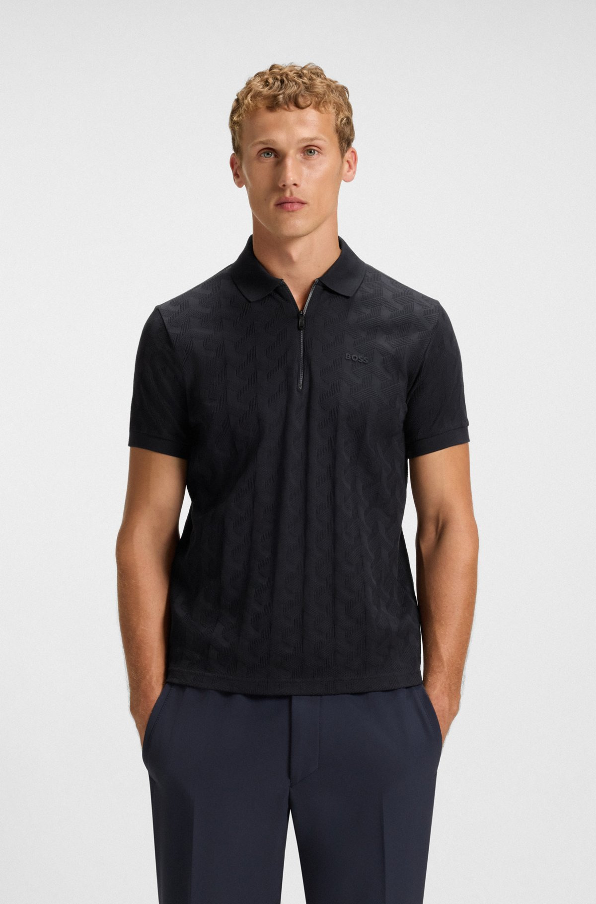 MERCERISED-COTTON POLO SHIRT WITH JACQUARD PATTERN - 2